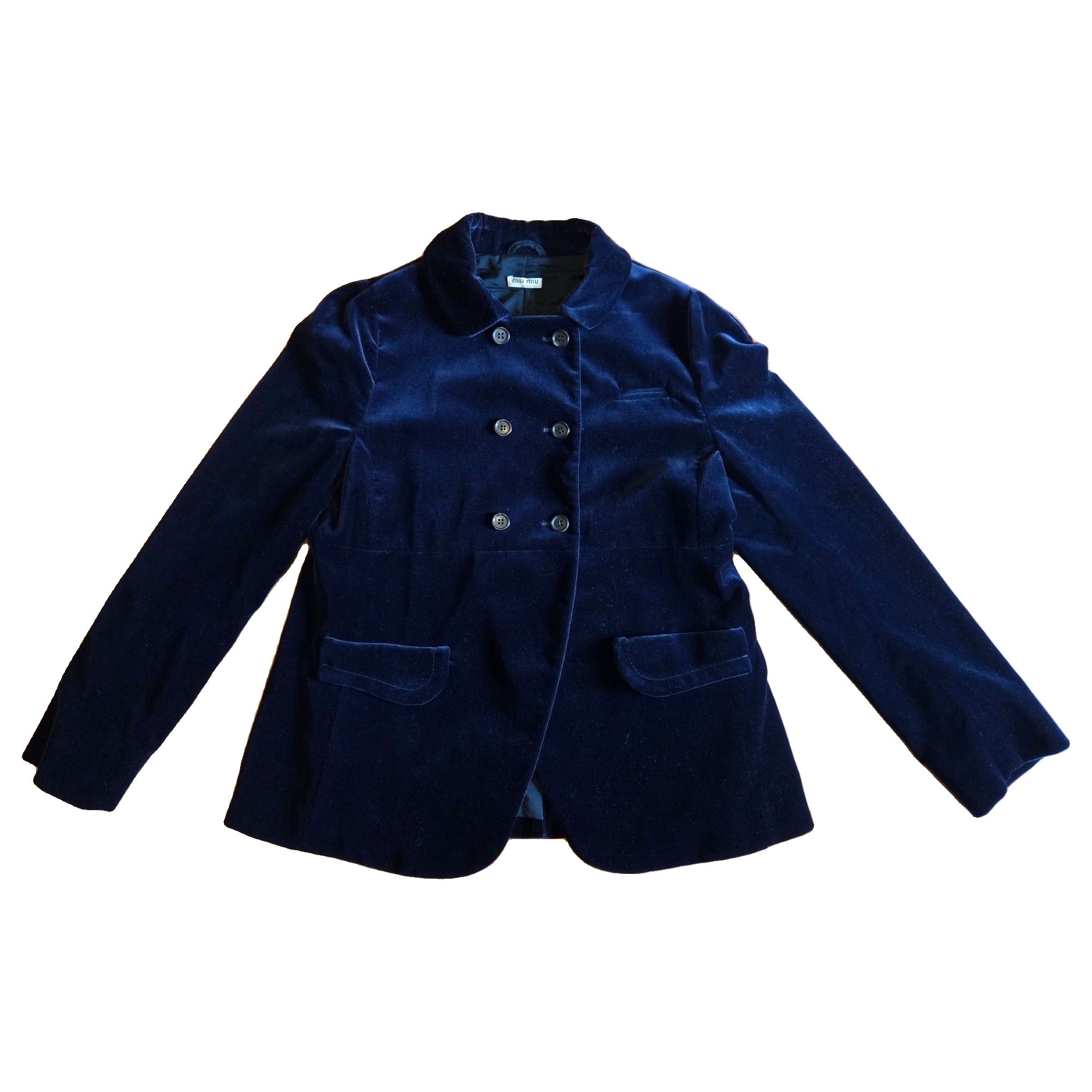 Miu Miu Navy Velvet Double-Breasted Blazer Size IT42/AU10