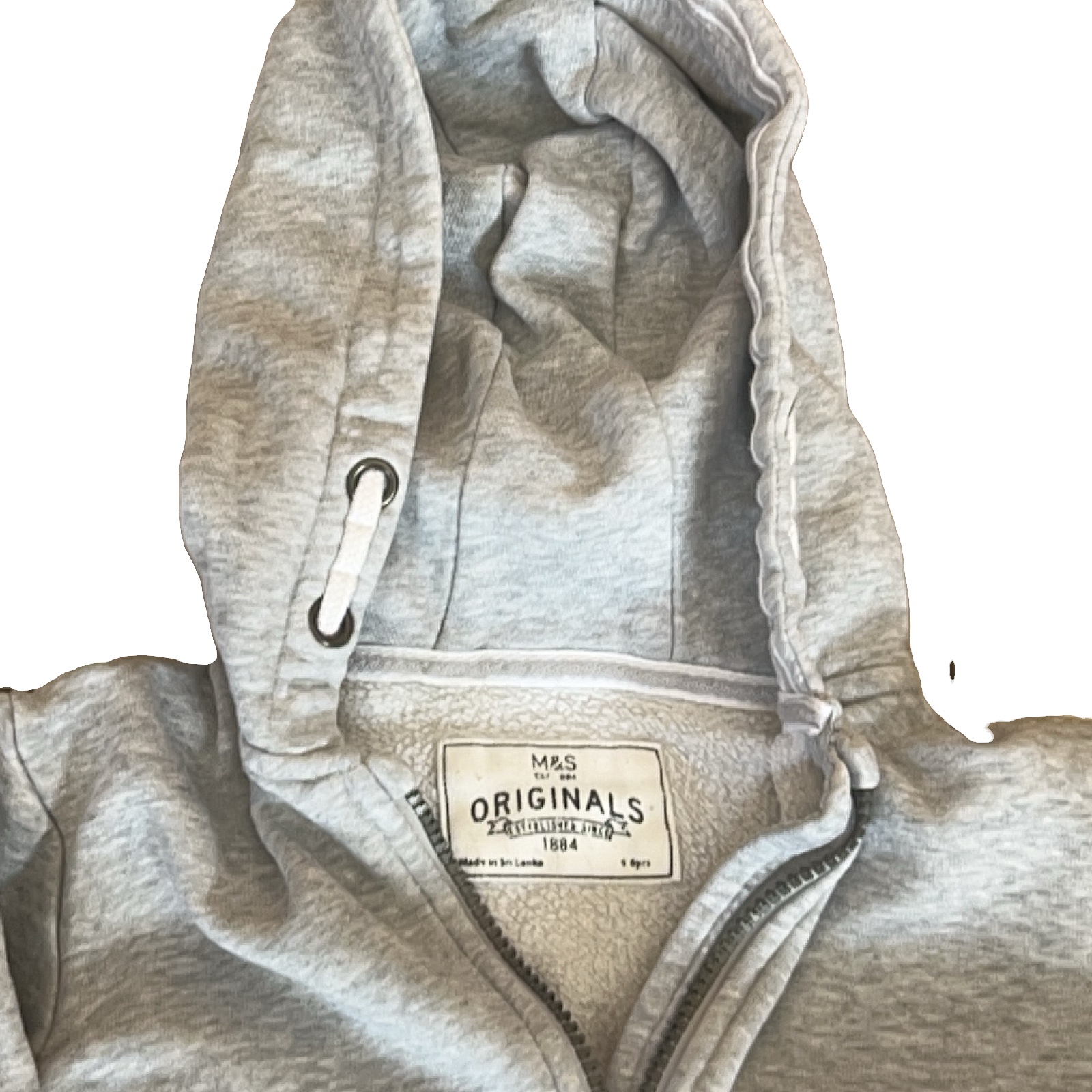 M&S Grey Kids' Hooded Zip-Up Sweatshirt 5 Years Sherpa Lining image 2