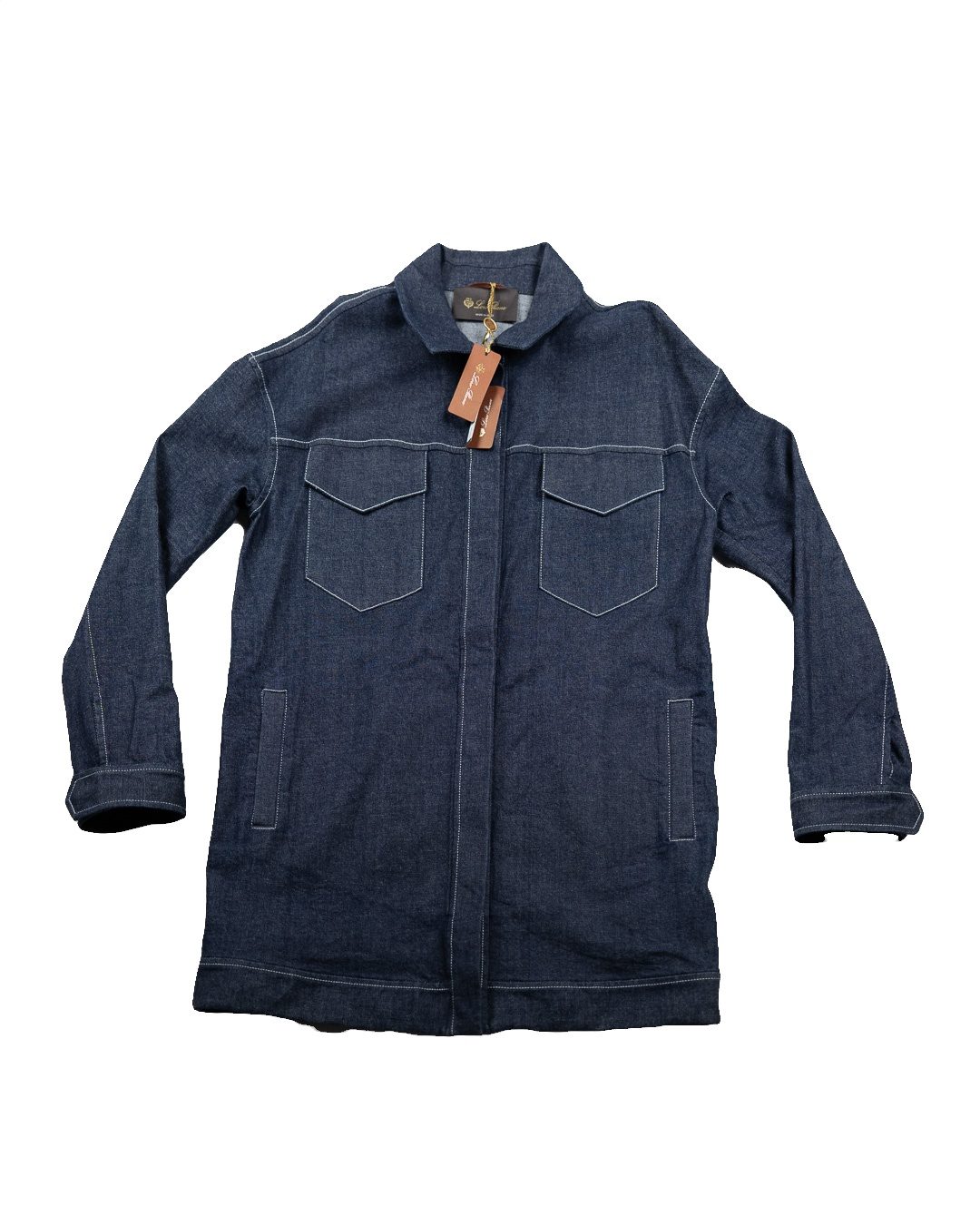 Loro Piana Navy Denim Overshirt Cotton Blend - Medium
