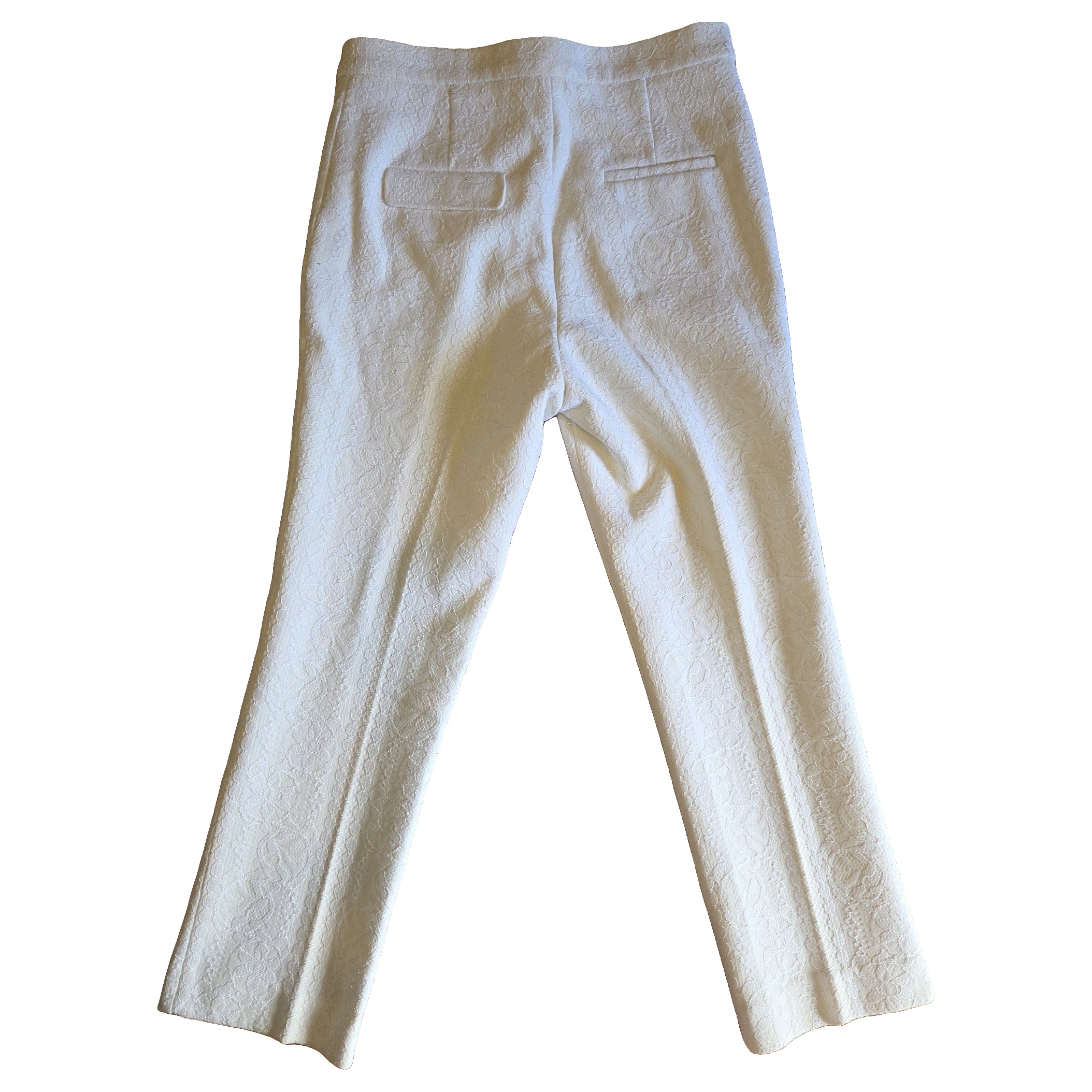 Scanlan Theodore Women's White Embossed Floral Pants Size 10 image 3