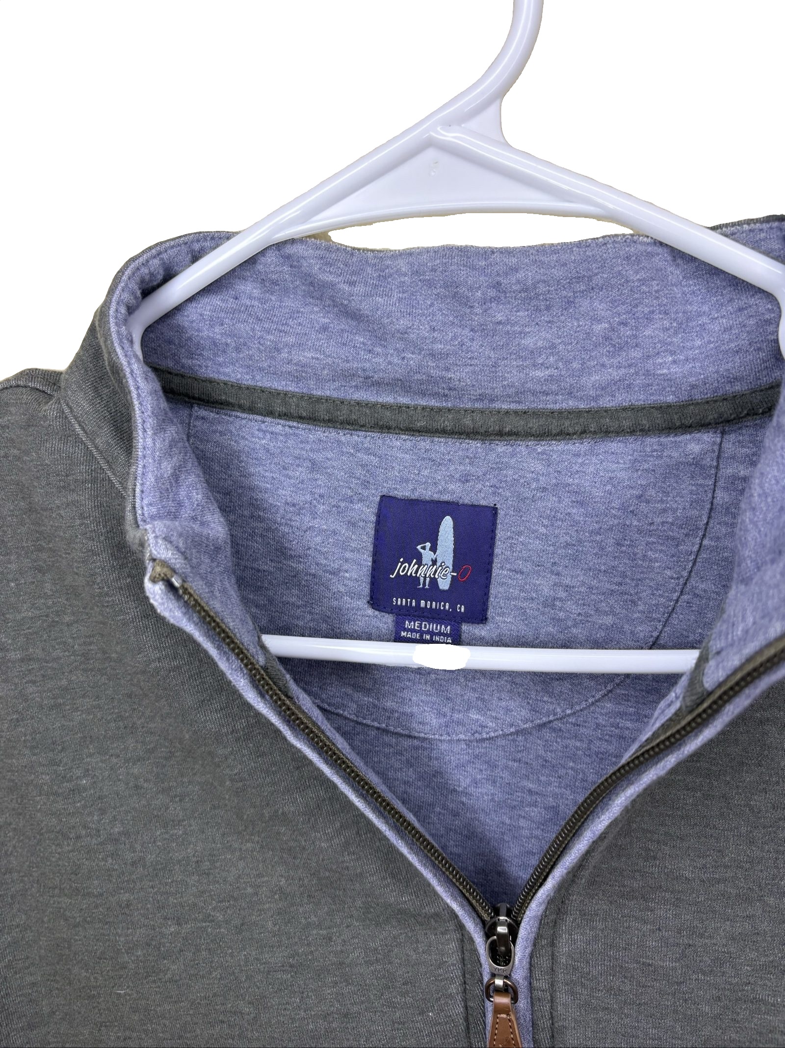 Johnnie-O Mens Charcoal Grey 1/4 Zip Pullover Medium image 2