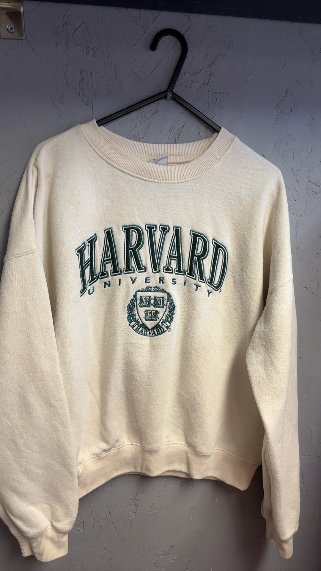 Harvard University Cream Crewneck Sweatshirt Small Distressed Vintage image 2