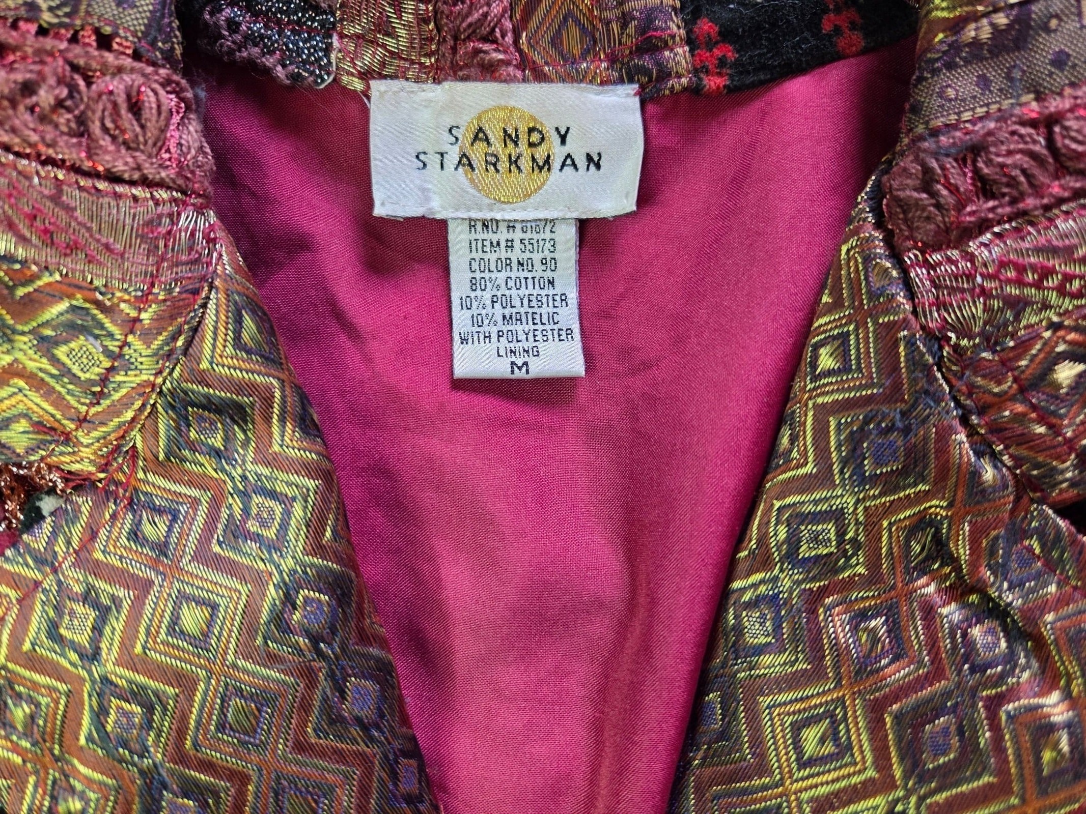 Sandy Starkman Women Multi Colour Patchwork Embroidered Blazer Medium image 4