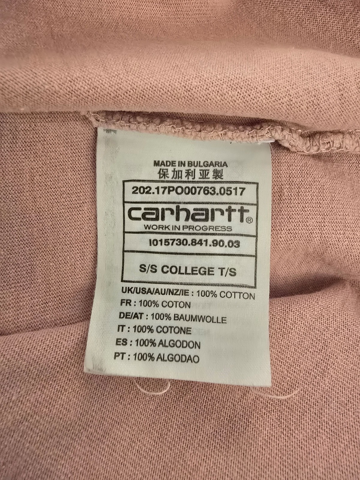 Carhartt Pink Cotton T-Shirt Medium image 4