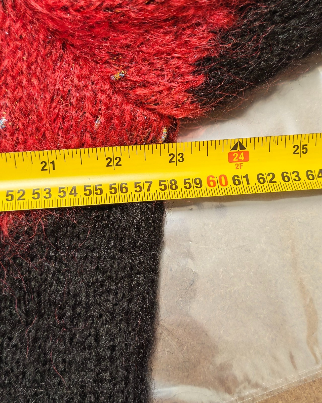 Red, Black & White Geometric Pattern Knitted Sweater Large image 3