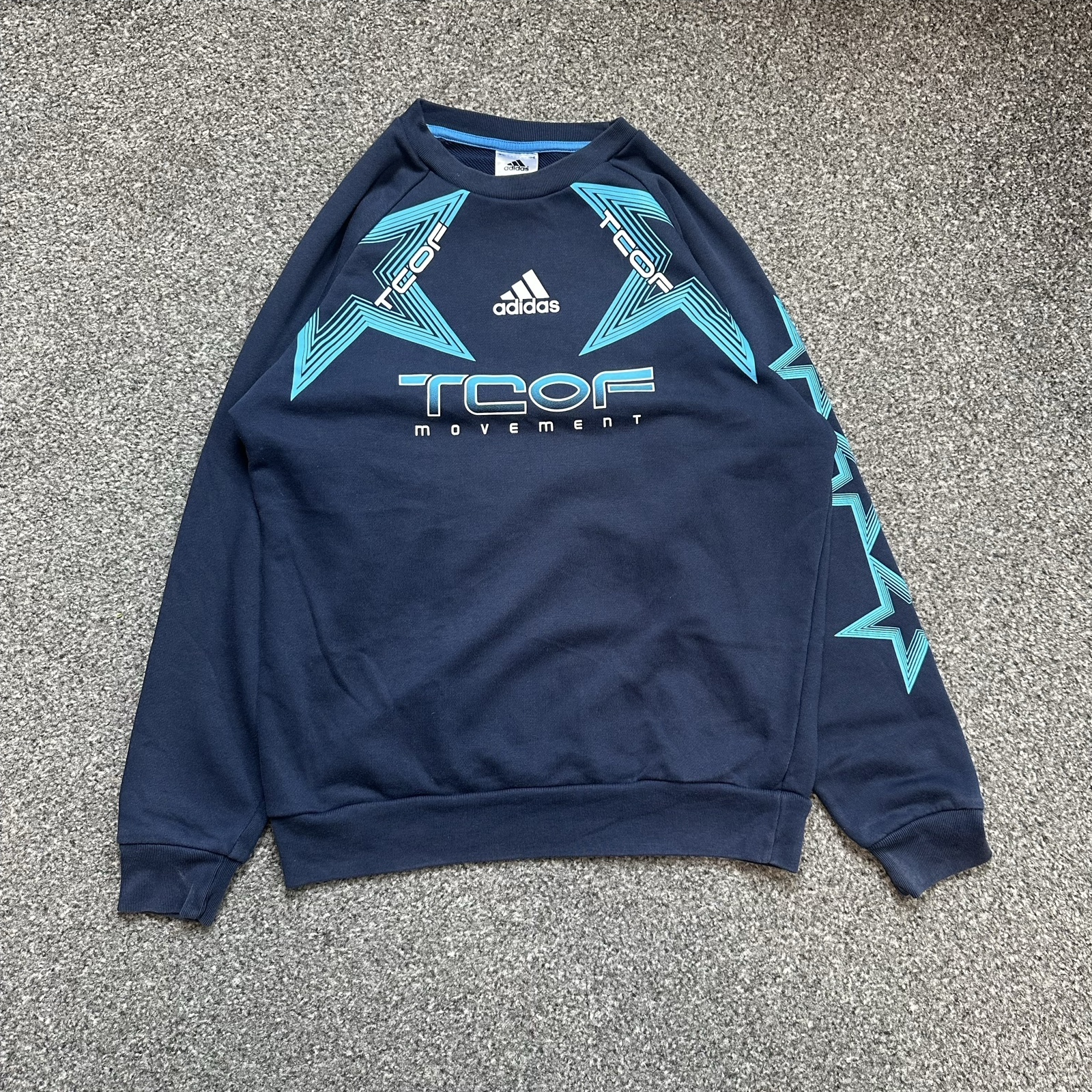 Adidas Navy & Blue Graphic Sweatshirt Large Kids 13-14Y