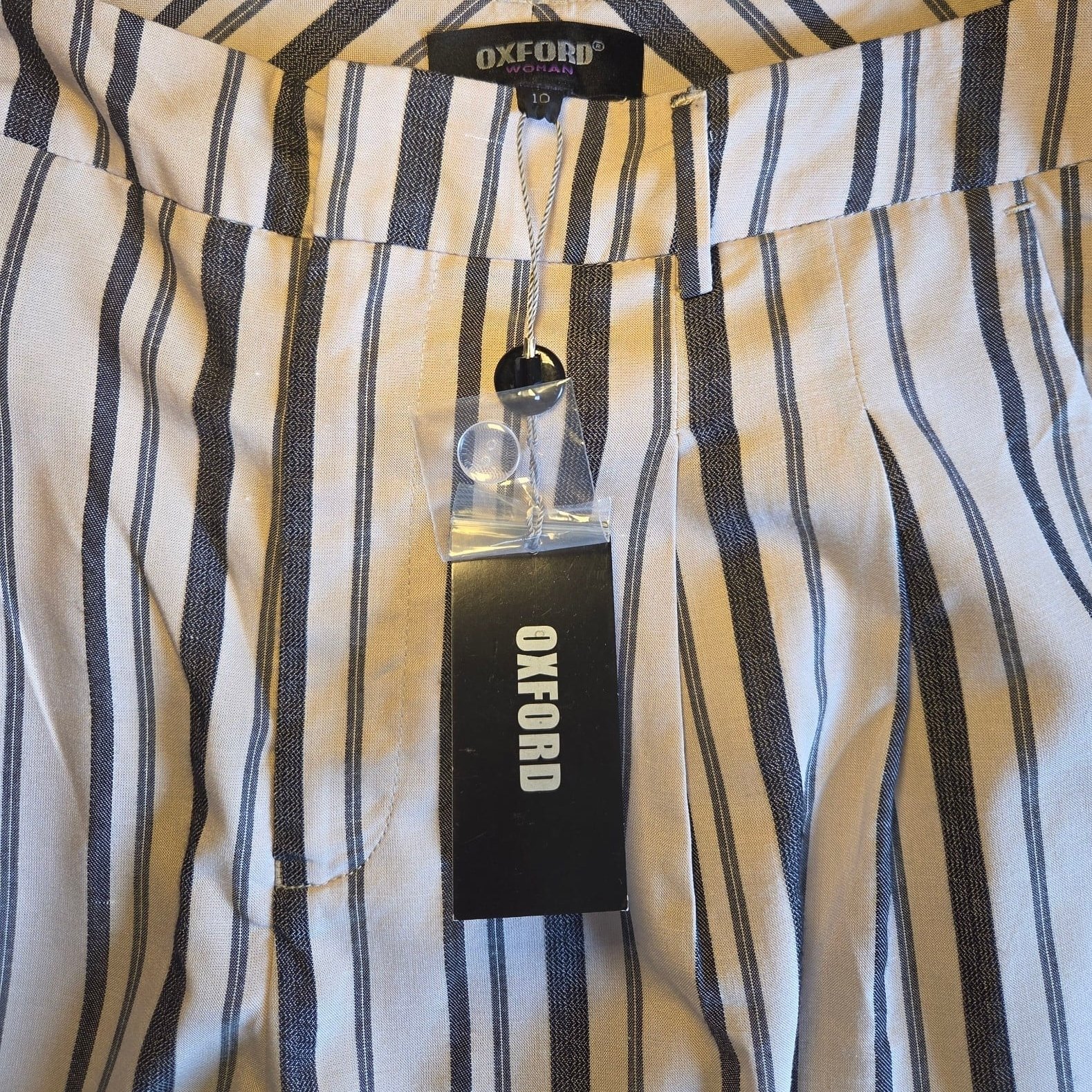 Oxford Women's Navy & Beige Sonia Striped Pants Size 10 - BNWT image 4