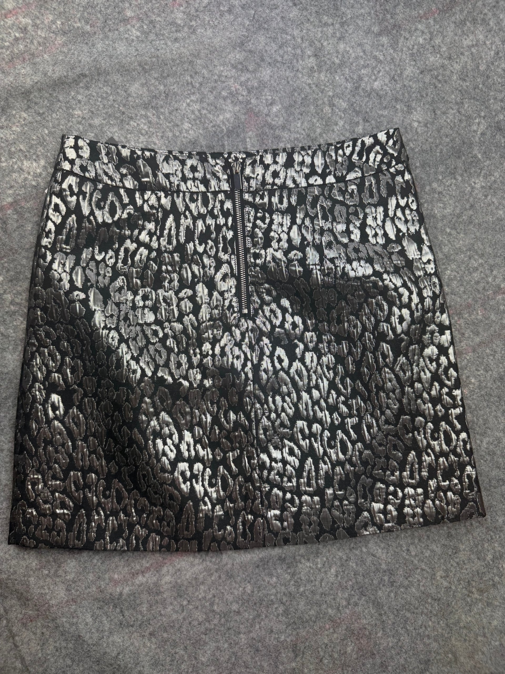 Dorothy Perkins Silver & Black Leopard Jacquard Pencil Skirt UK 10 image 2