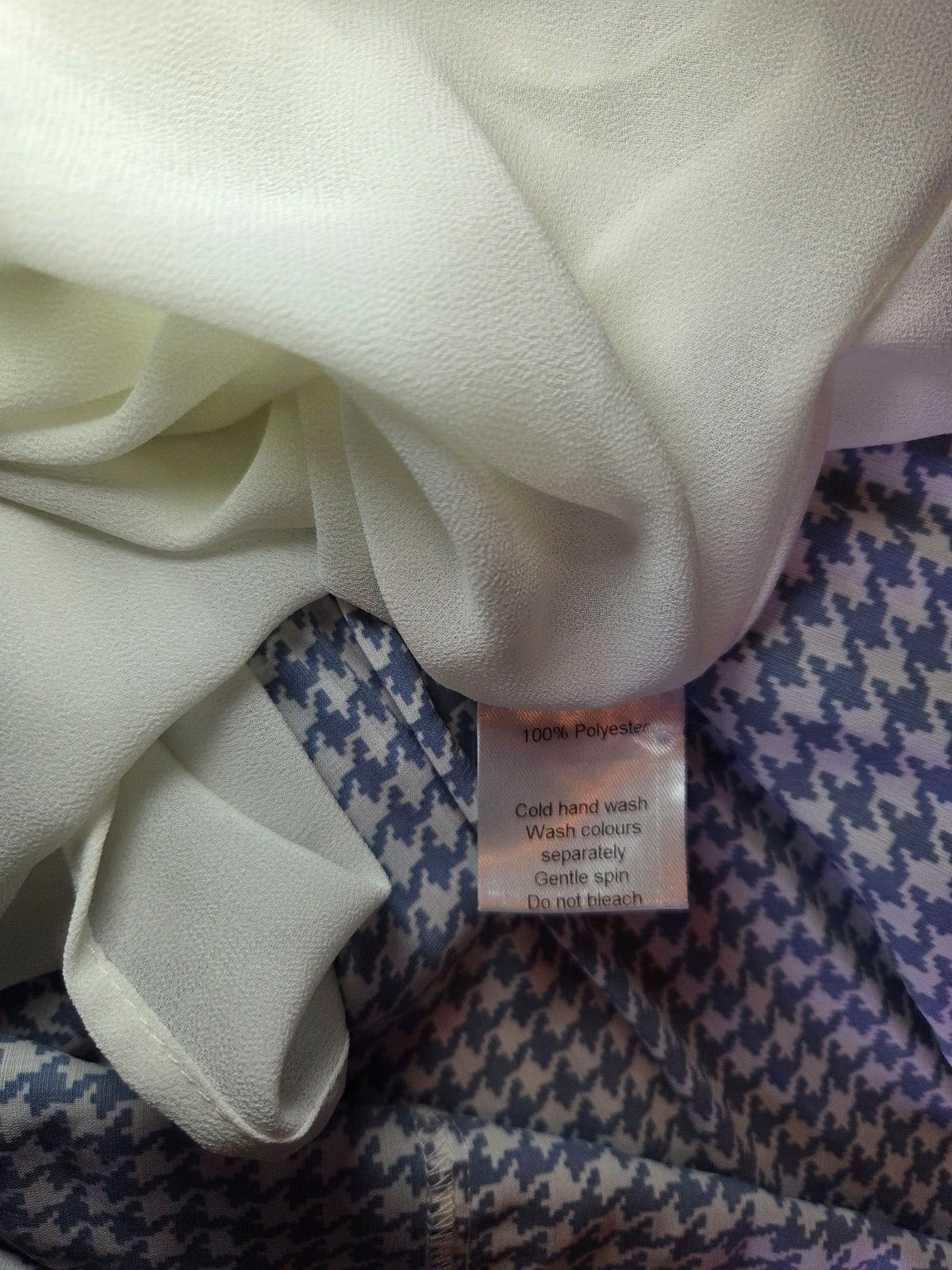 Chalice Blue & White Houndstooth Women's Dress Medium Ruffle Collar image 5