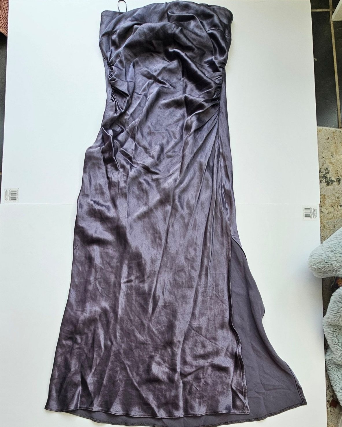 River Island Grey Satin Slip Dress UK 12 Viscose