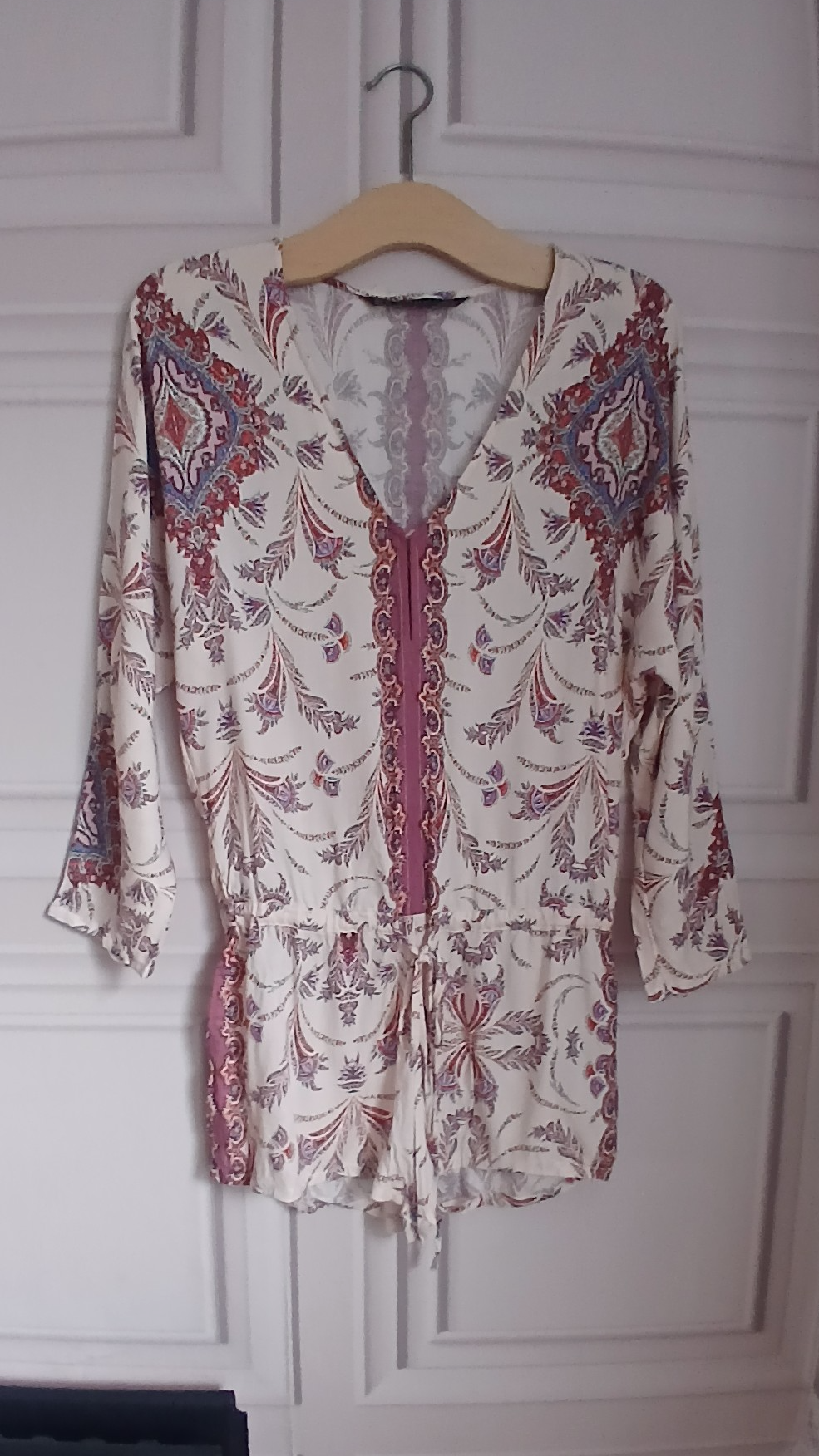 Trafaluc Zara Cream & Multi Floral Pattern Playsuit Eur S