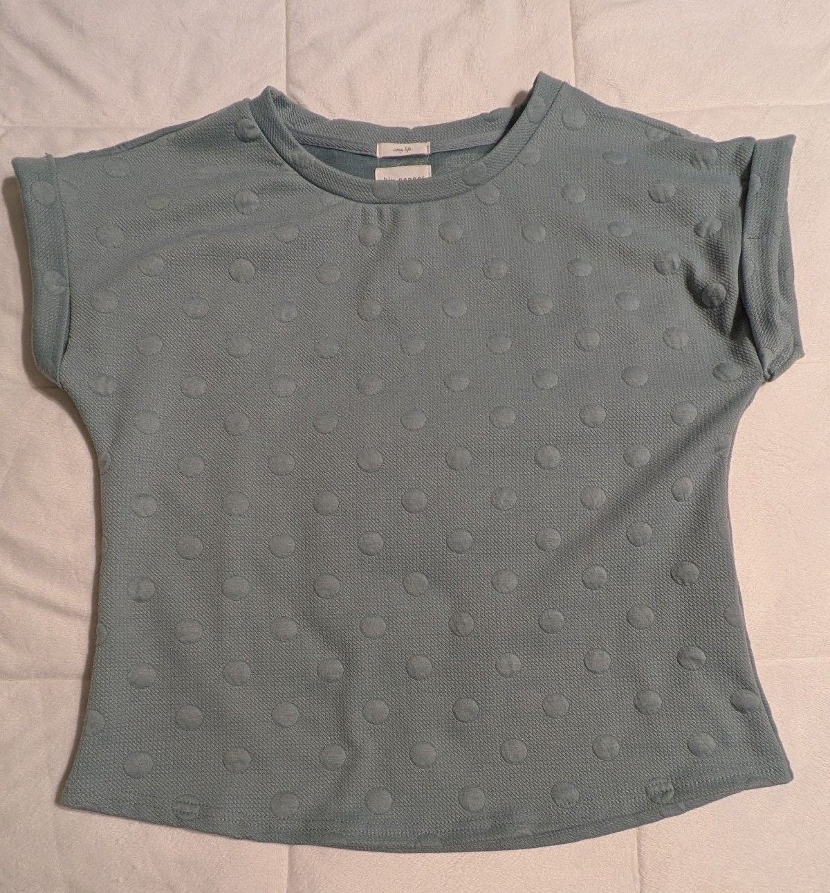 blu pepper Women Blue Polka Dot Knit Top Small Sleeveless