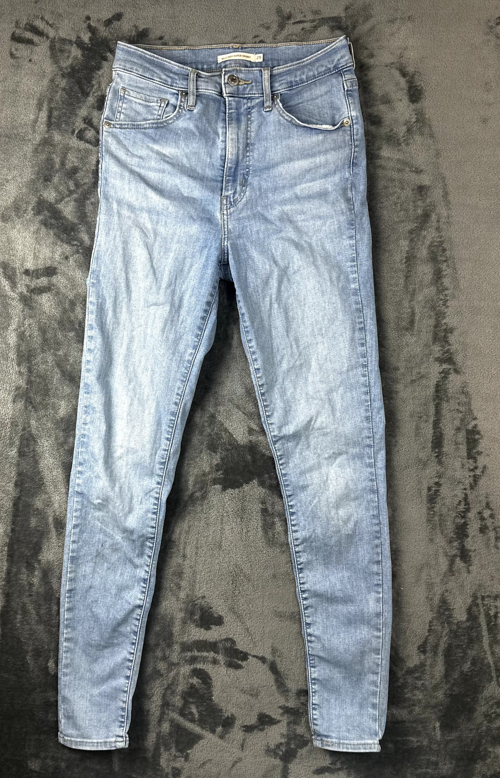 Levi's Mile High Super Skinny Jeans W29 L28 Light Wash Blue High Waisted image 3