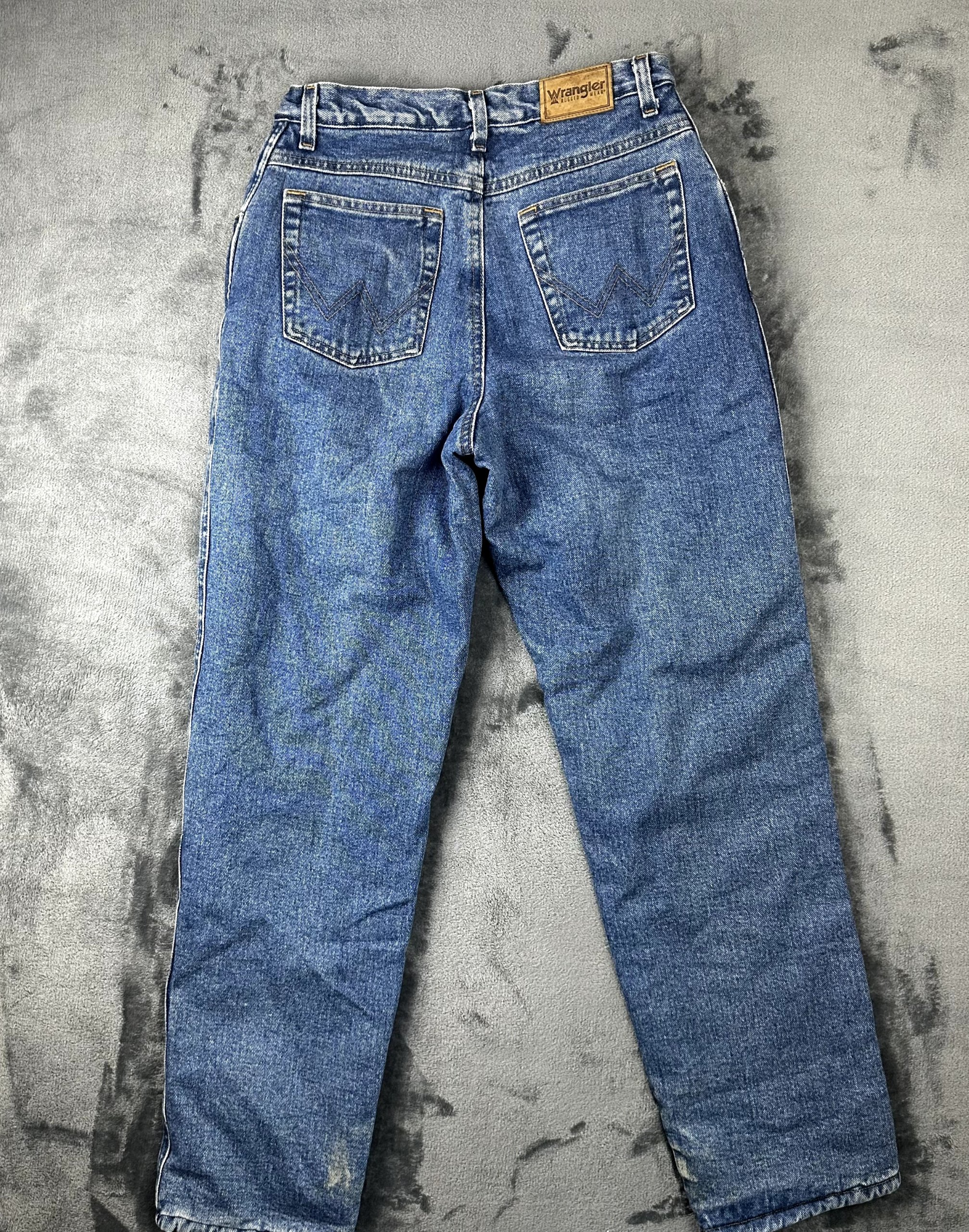 Vintage Wrangler Fleece Lined Jeans Straight Leg Blue Denim Workwear Skater image 3