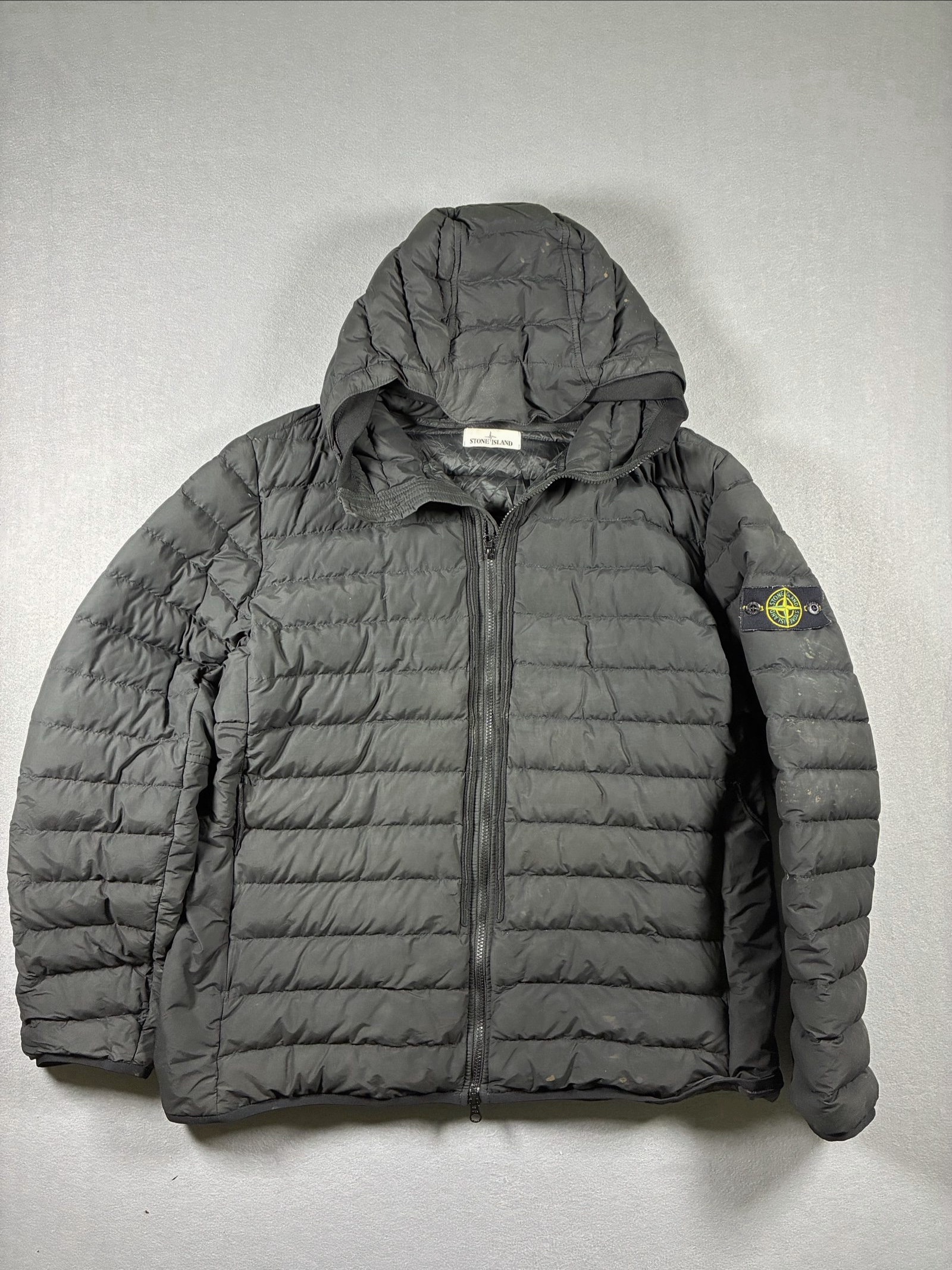 Stone Island Black Quilted Puffer Jacket Medium Hooded