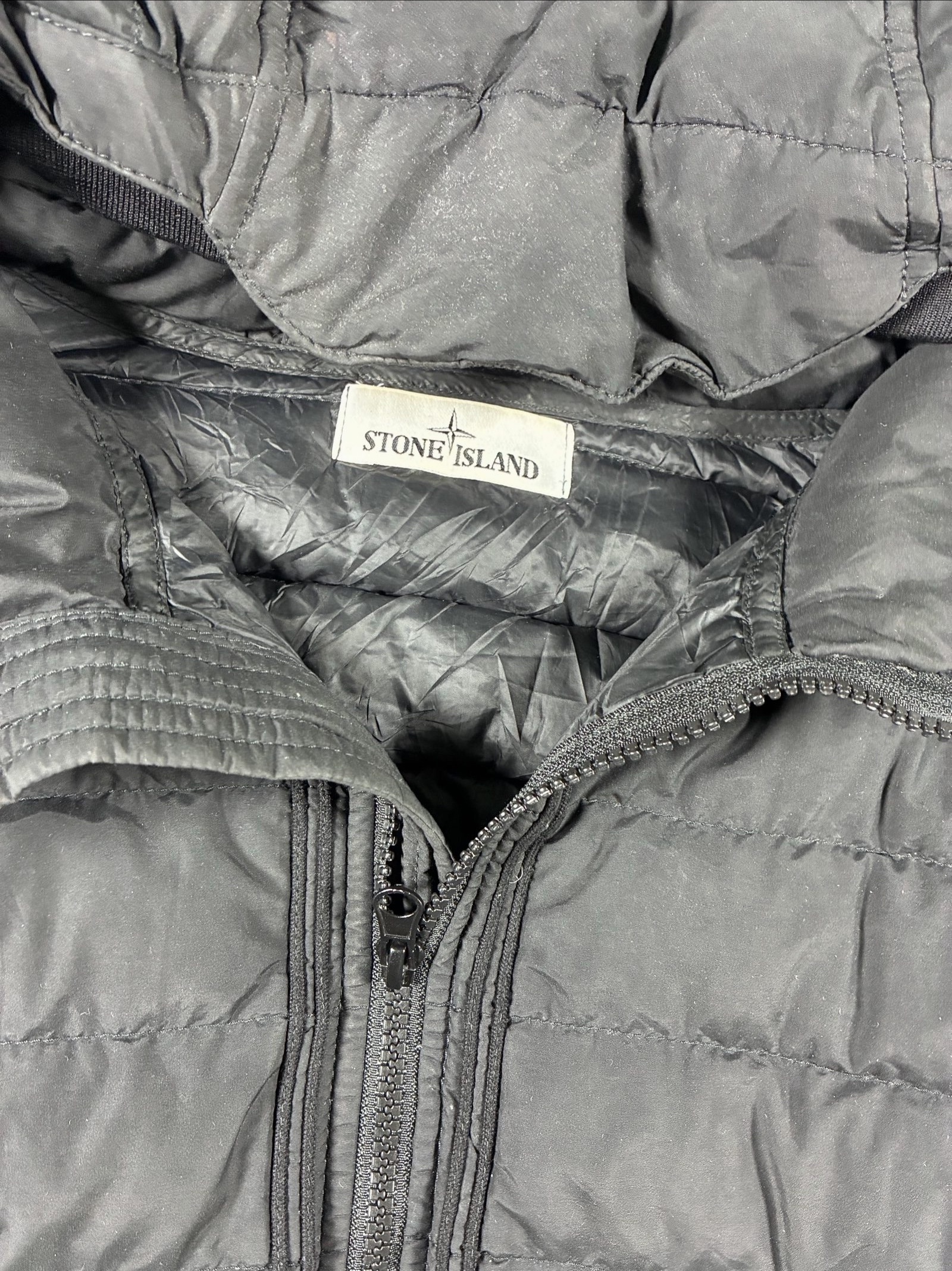 Stone Island Black Quilted Puffer Jacket Medium Hooded image 2