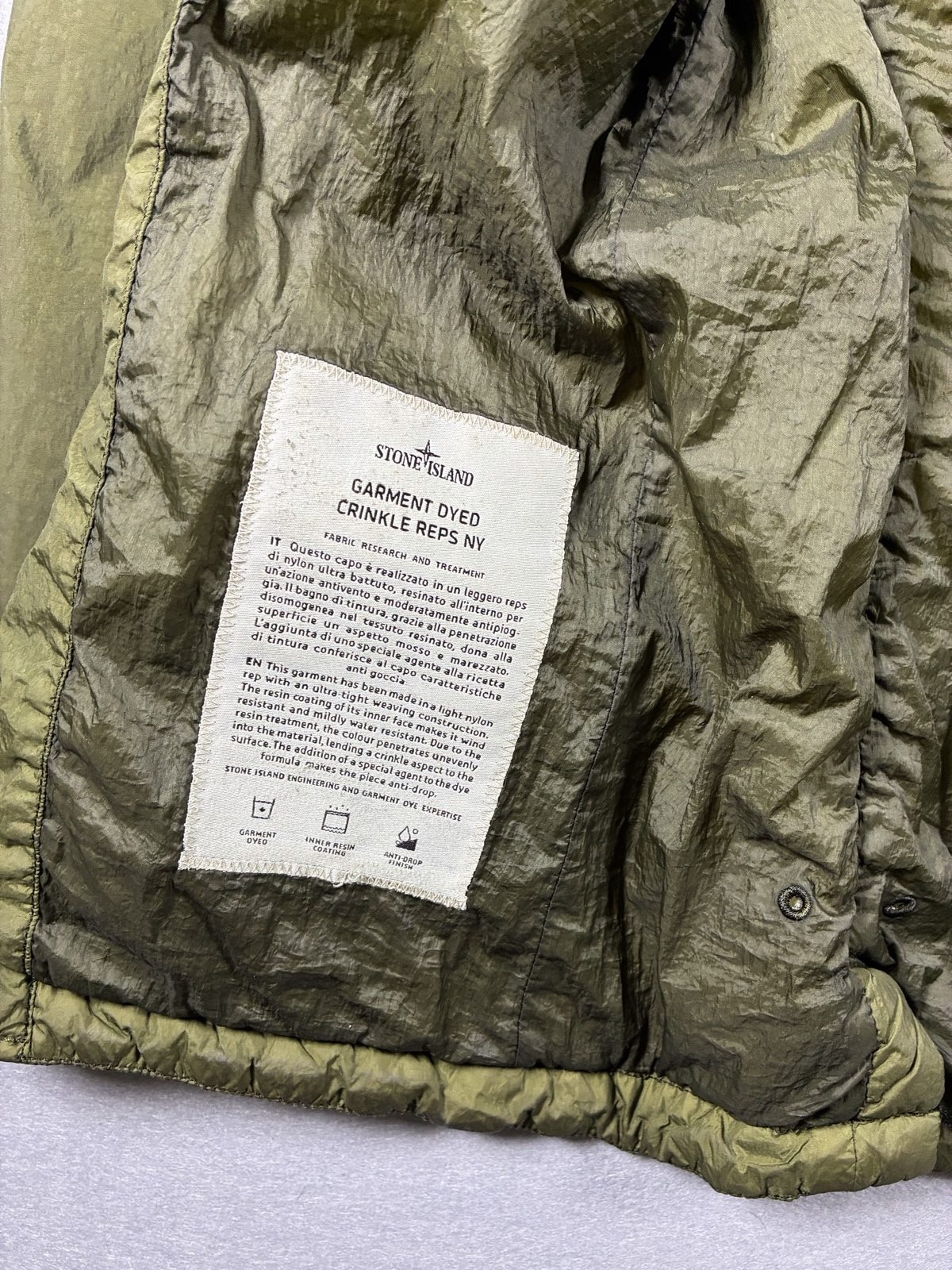 Stone Island Olive Green Garment Dyed Crinkle Reps Jacket Medium image 5