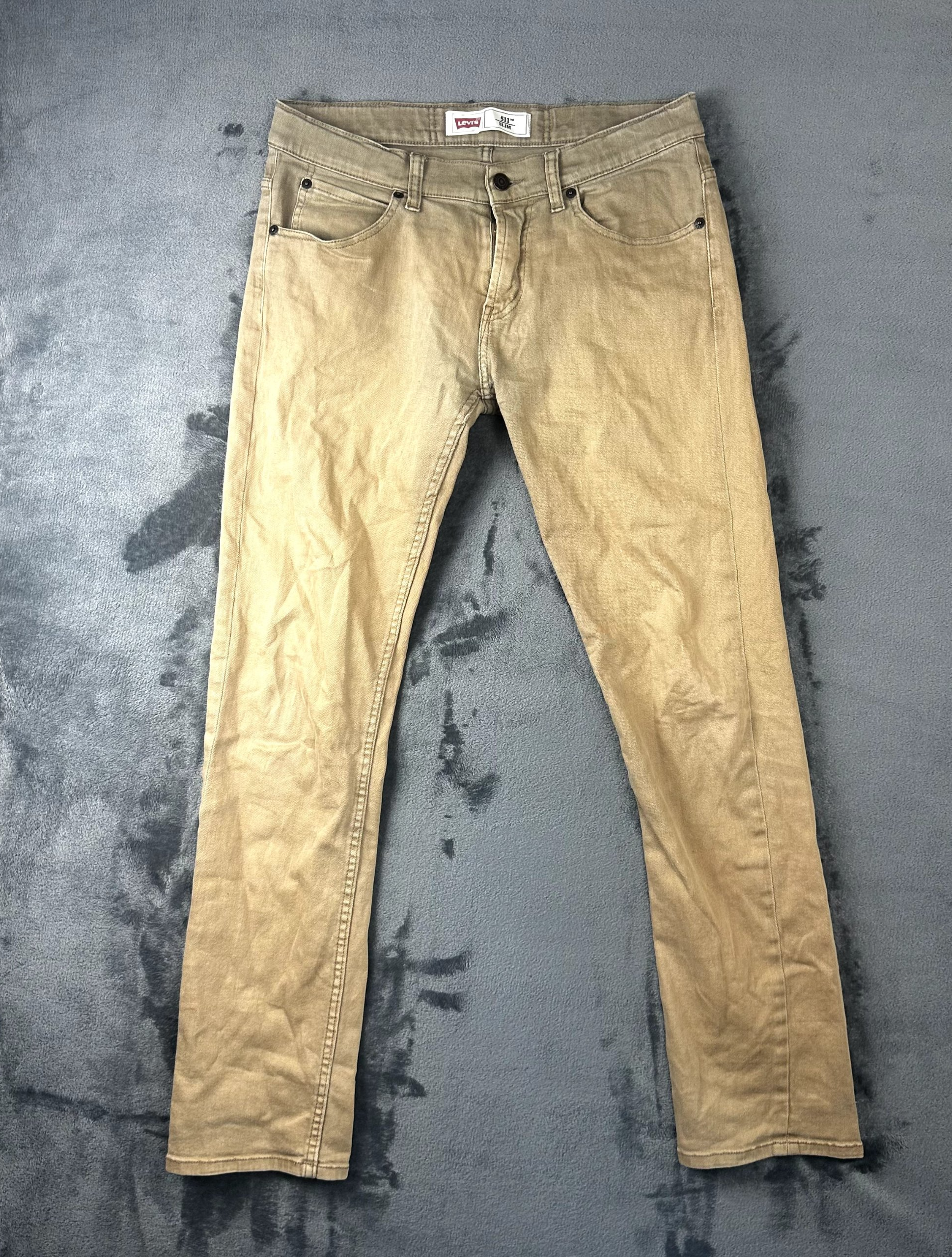 Levi's 511 Slim Fit Jeans Khaki Tan Chino Denim Size 16 Boys Teen image 2