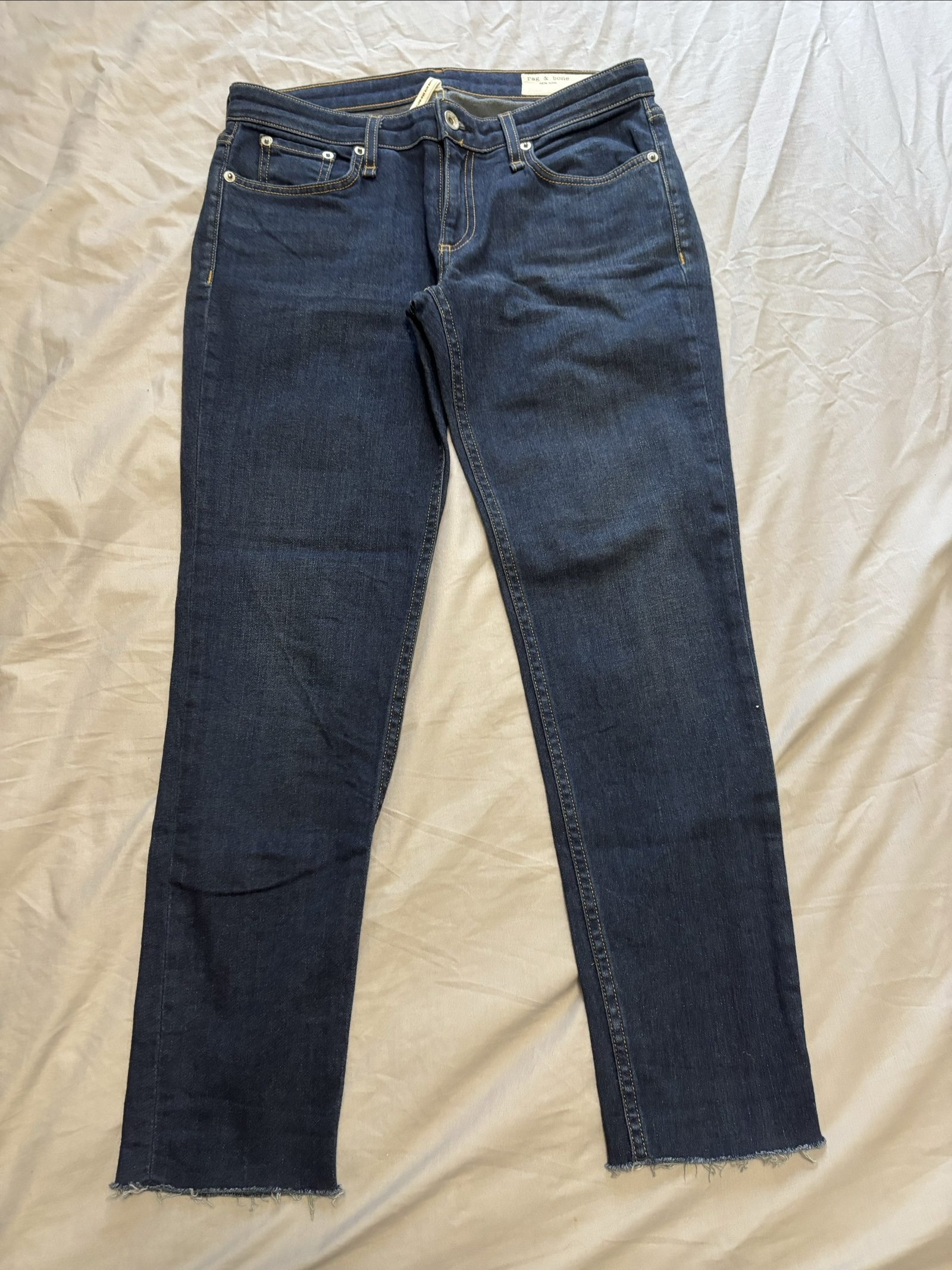 Rag & Bone Women's Dark Blue Denim Dre Low-Rise Slim Boyfriend Jeans 25