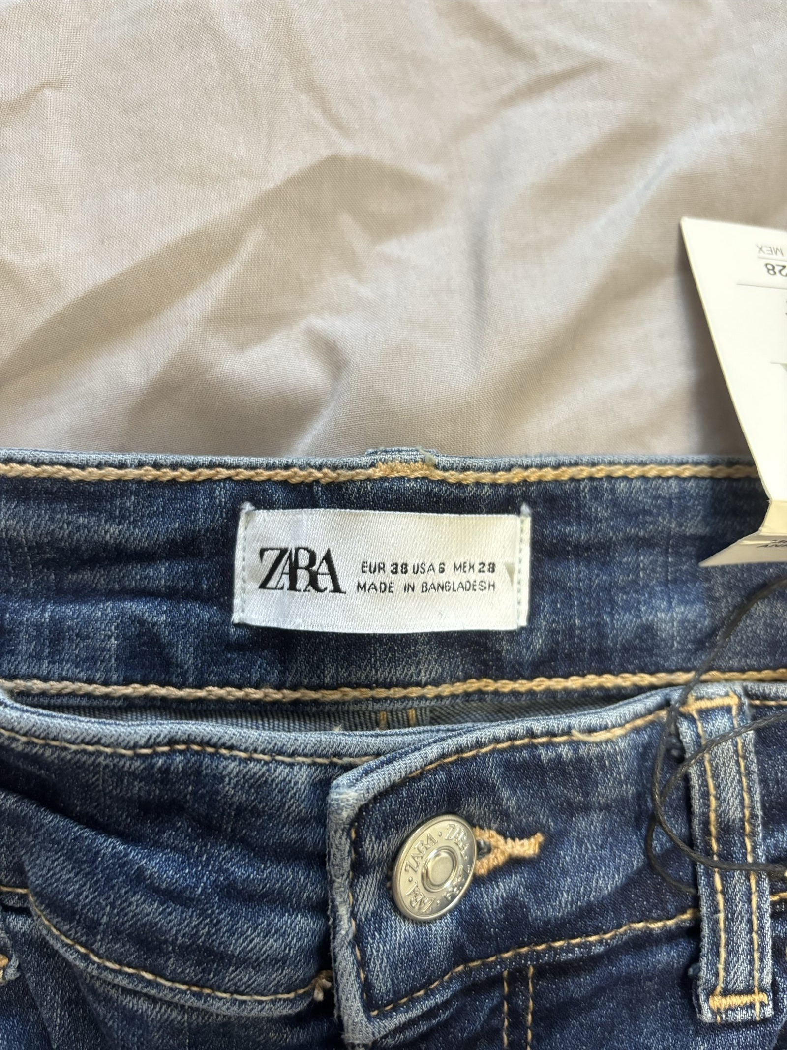 Zara Blue Mid-Rise Ankle Length Jeans 10 UK image 3