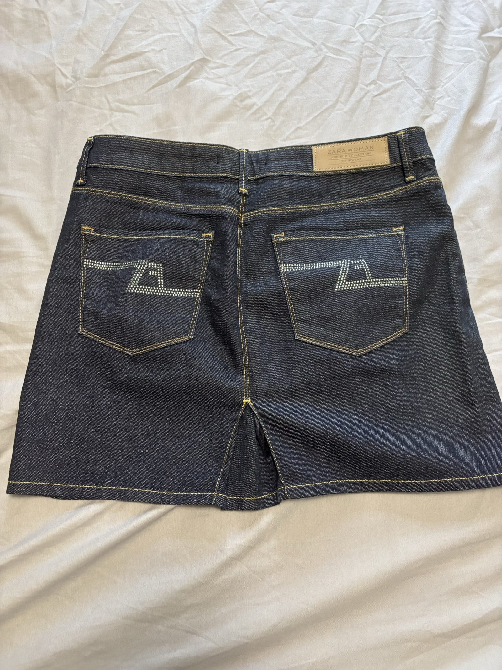 Zara Woman Dark Blue Denim Skirt Size S image 3