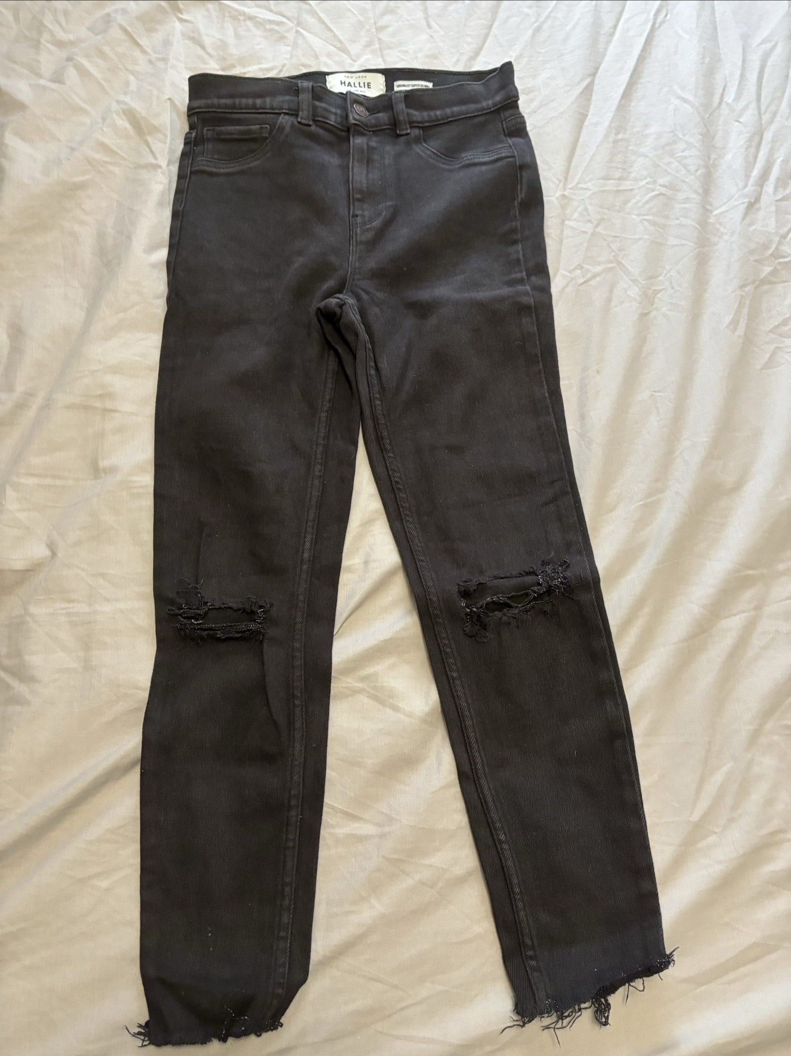 New look. Hallie Black Ripped Skinny Jeans UK 8