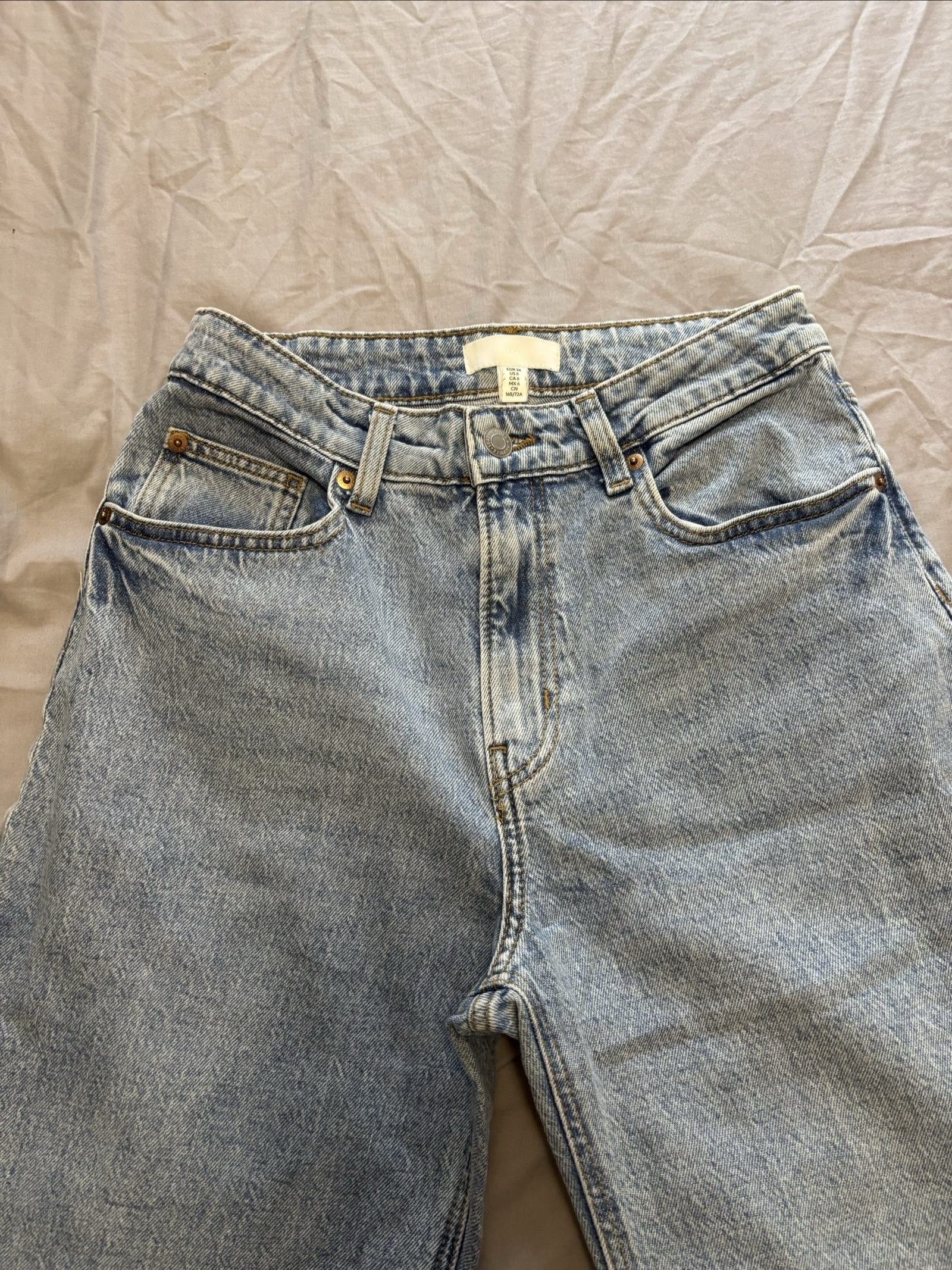 H&M Light Blue Denim Jeans Uk 10 Relaxed Fit image 2