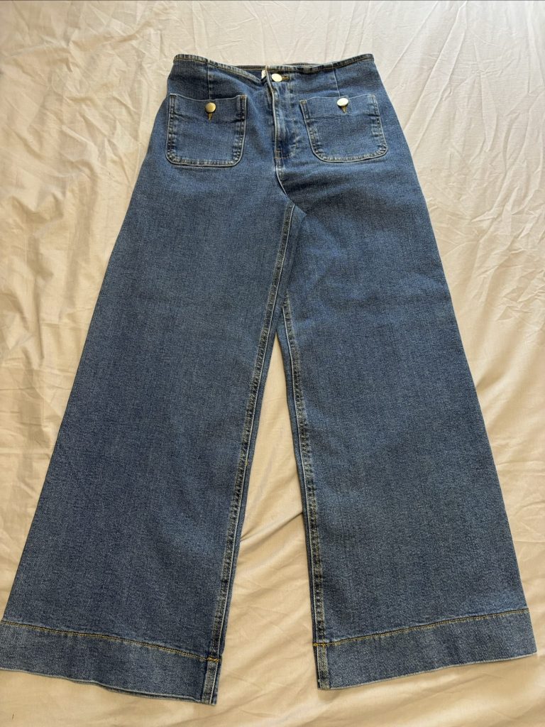 Stradivarius Blue Denim Jeans Women's Size 12 Wide Leg