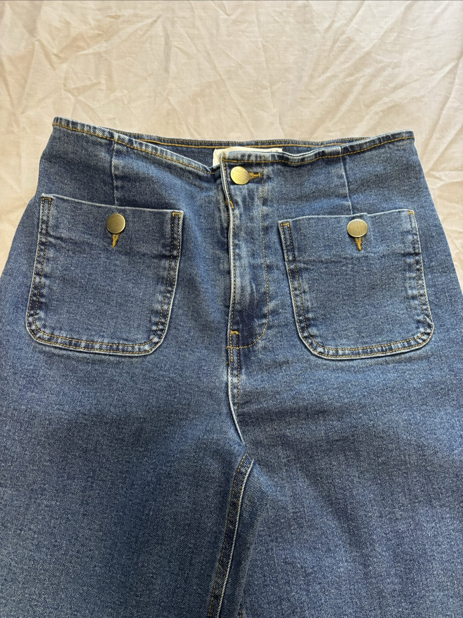 Stradivarius Blue Denim Jeans Women's Size 12 Wide Leg image 2