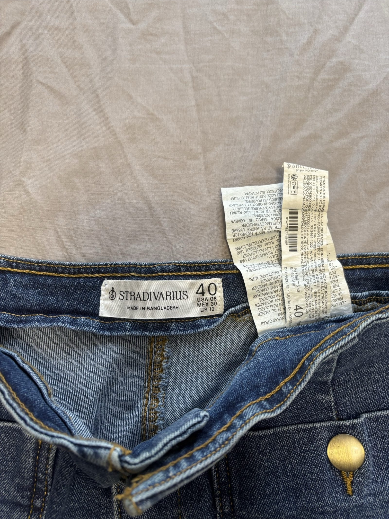 Stradivarius Blue Denim Jeans Women's Size 12 Wide Leg image 3