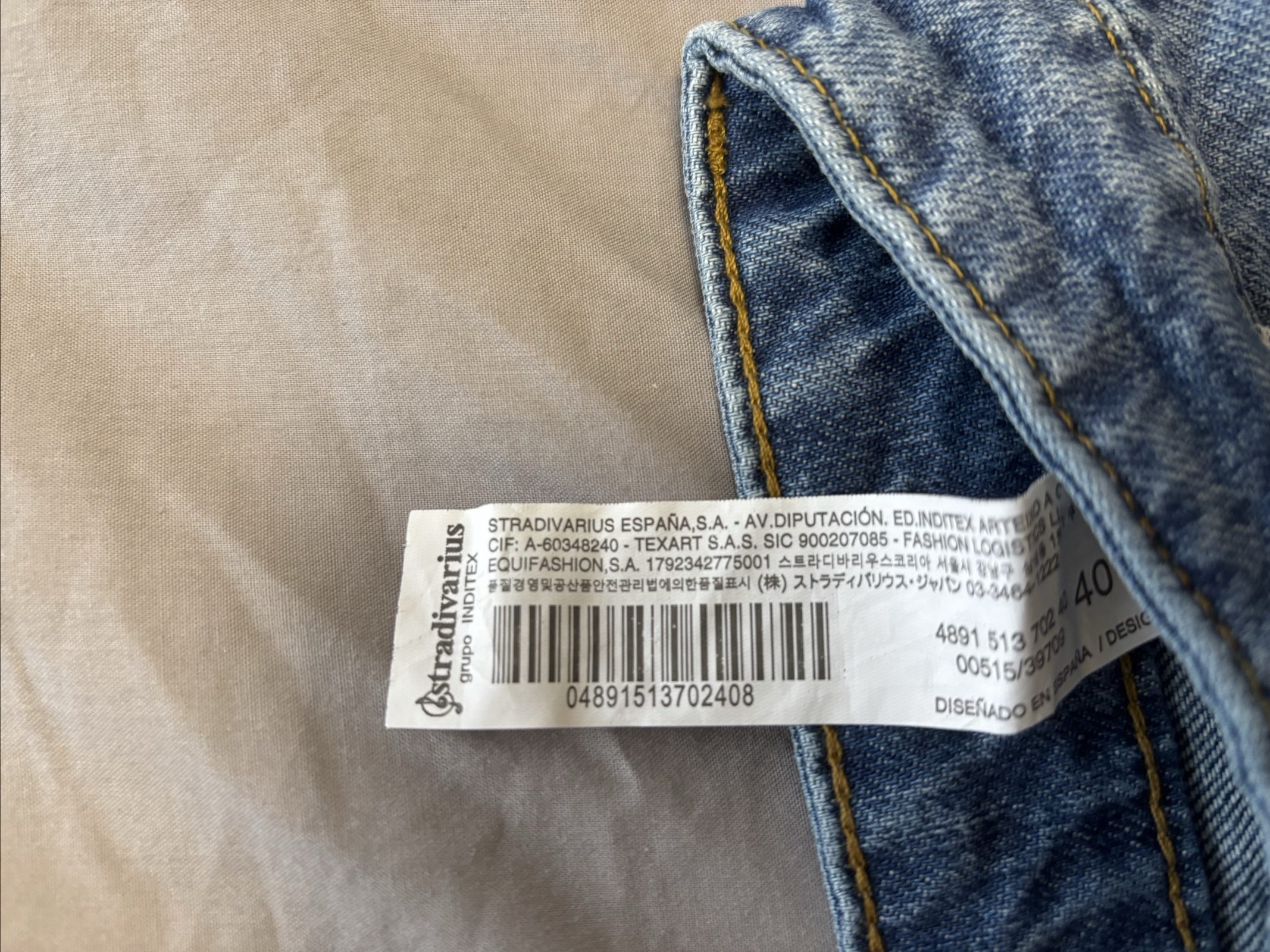 Stradivarius Blue Denim Long Straight Fit Jeans UK 12 image 5