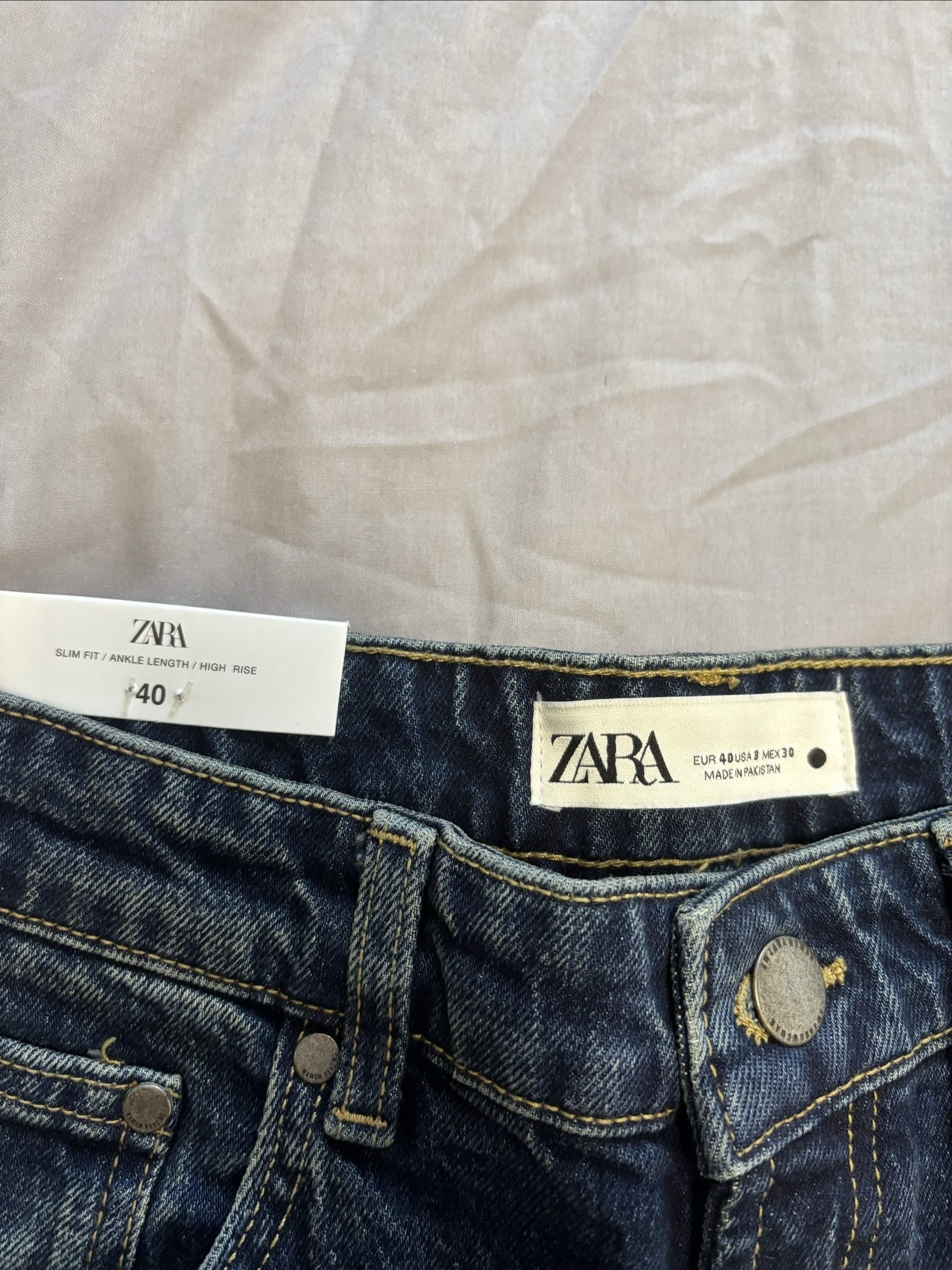 Zara Women's Blue Slim Fit High Rise Jeans Size 12 image 4