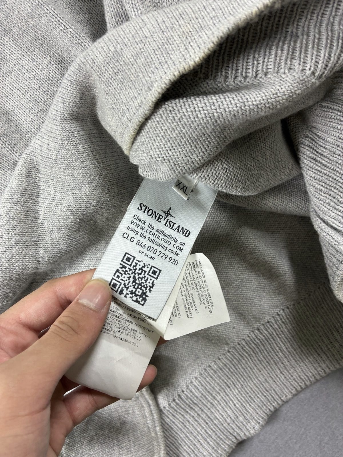 Stone Island Grey V-Neck Cotton Sweater XXL image 5
