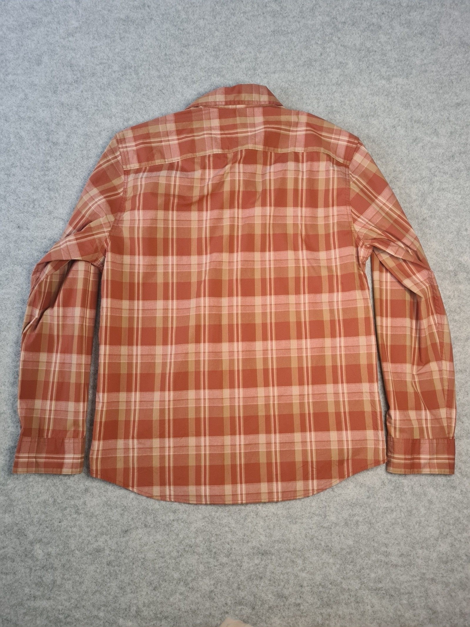 Wrangler Men’s Orange Beige Plaid Western Shirt Large 1129 image 6