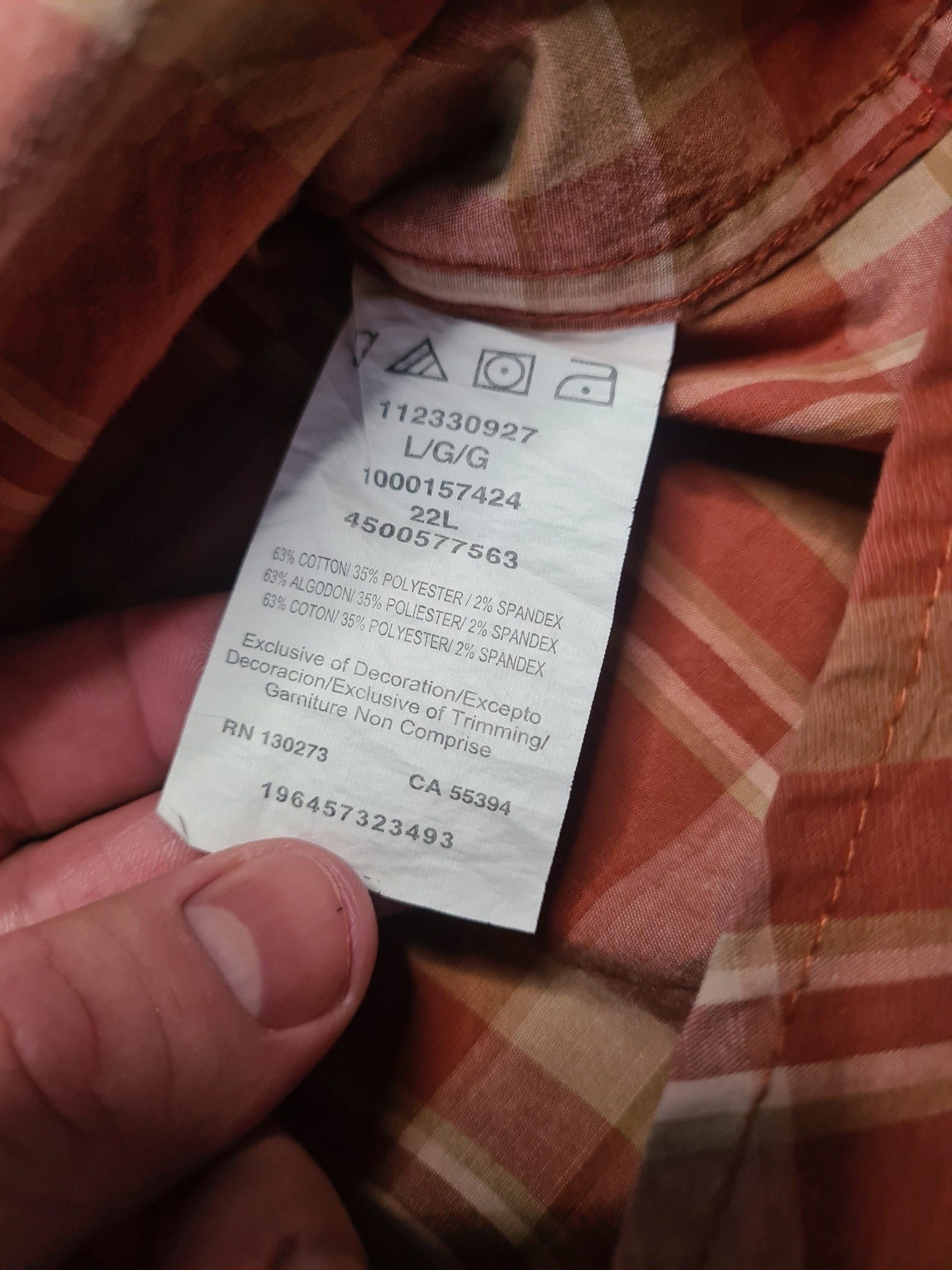 Wrangler Men’s Orange Beige Plaid Western Shirt Large 1129 image 9