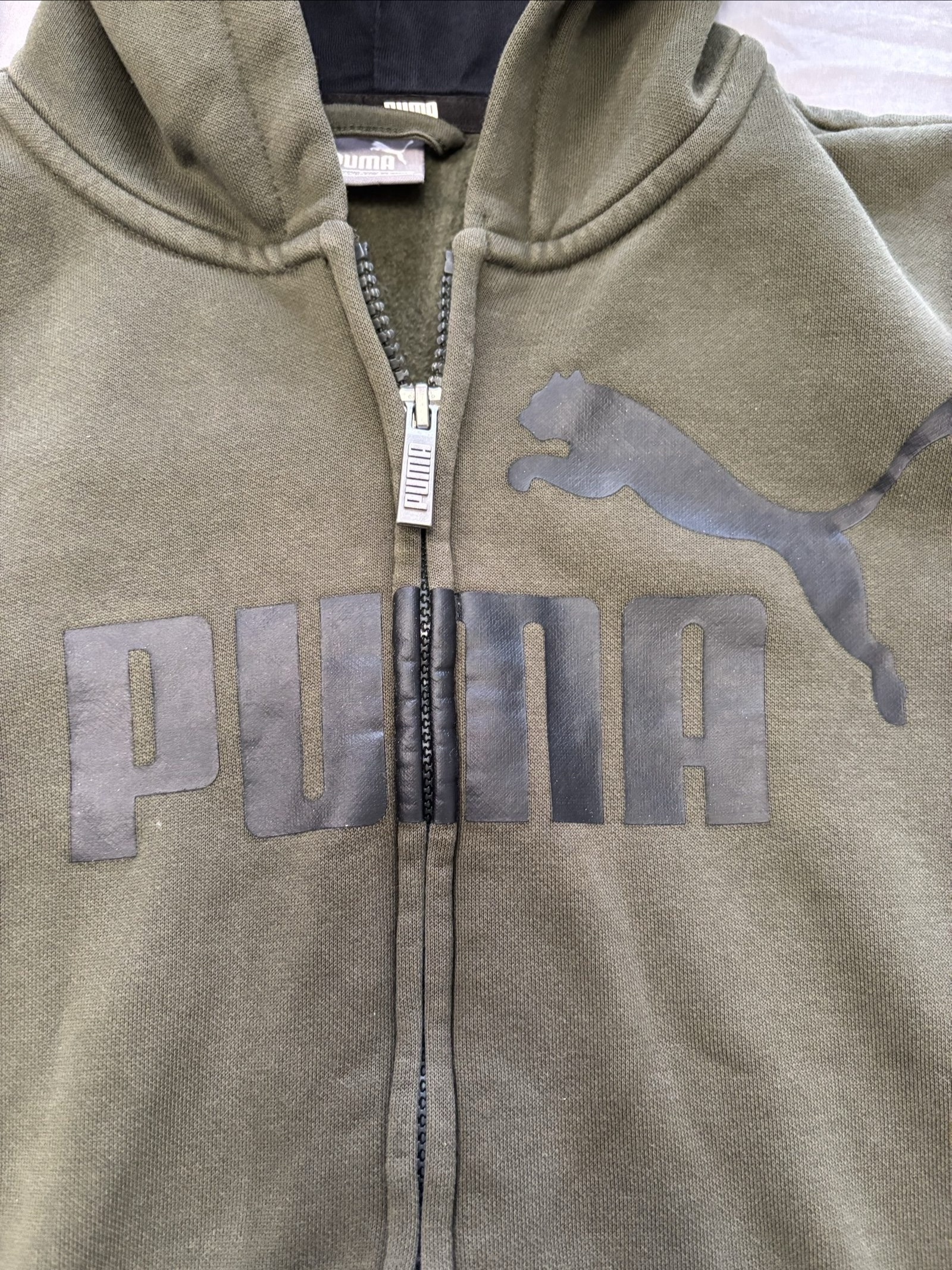 Puma Olive Green boy's Cotton Zip-Up Hoodie Large image 2