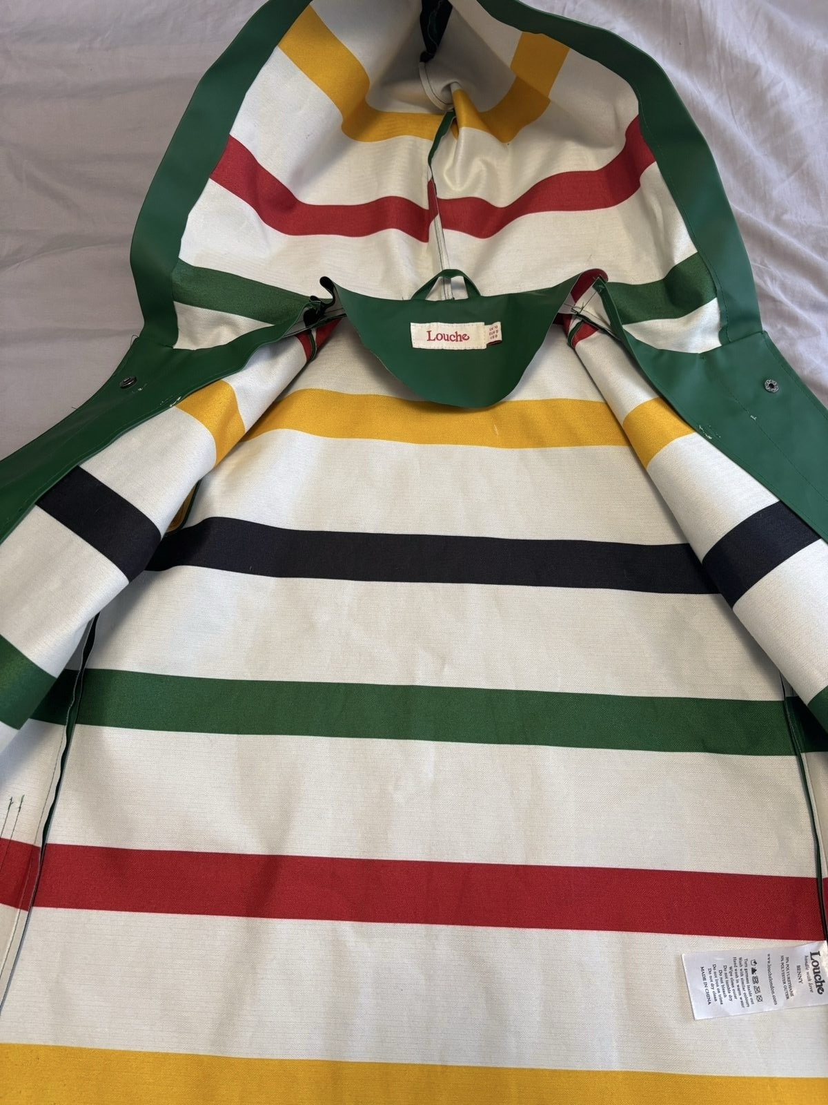 Louche Women Green & Multi Stripe Toggle Raincoat S image 2