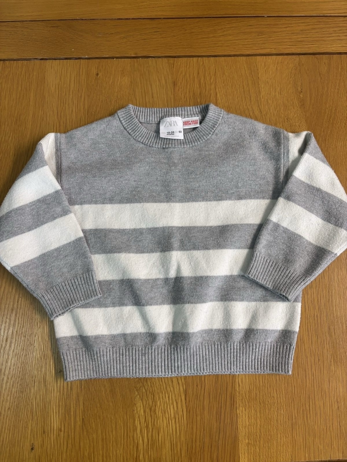 Zara Grey & White Striped Baby Sweater 18-24 Months