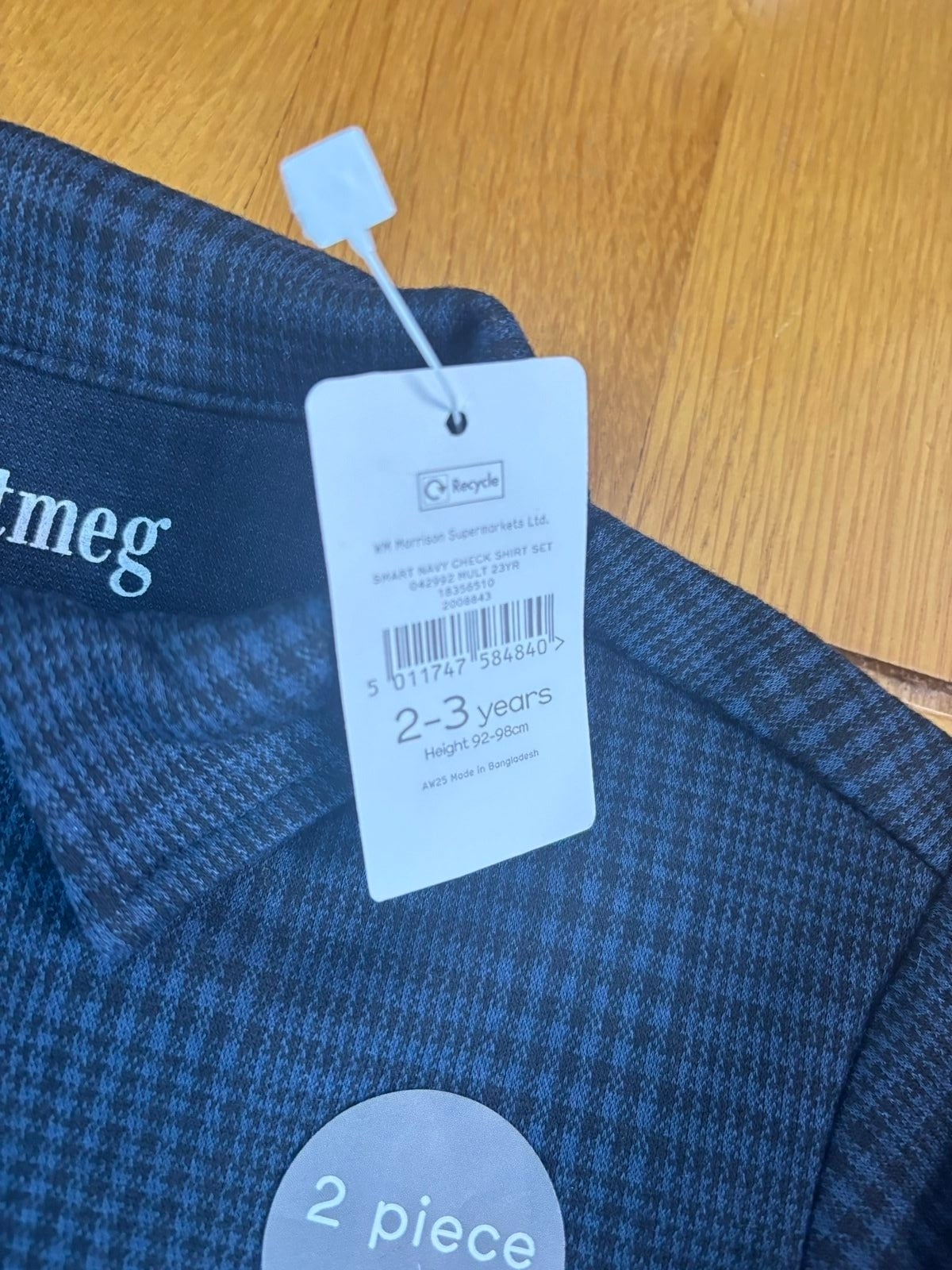 Navy & Black Checked 2-Piece Set 2-3 Years image 3