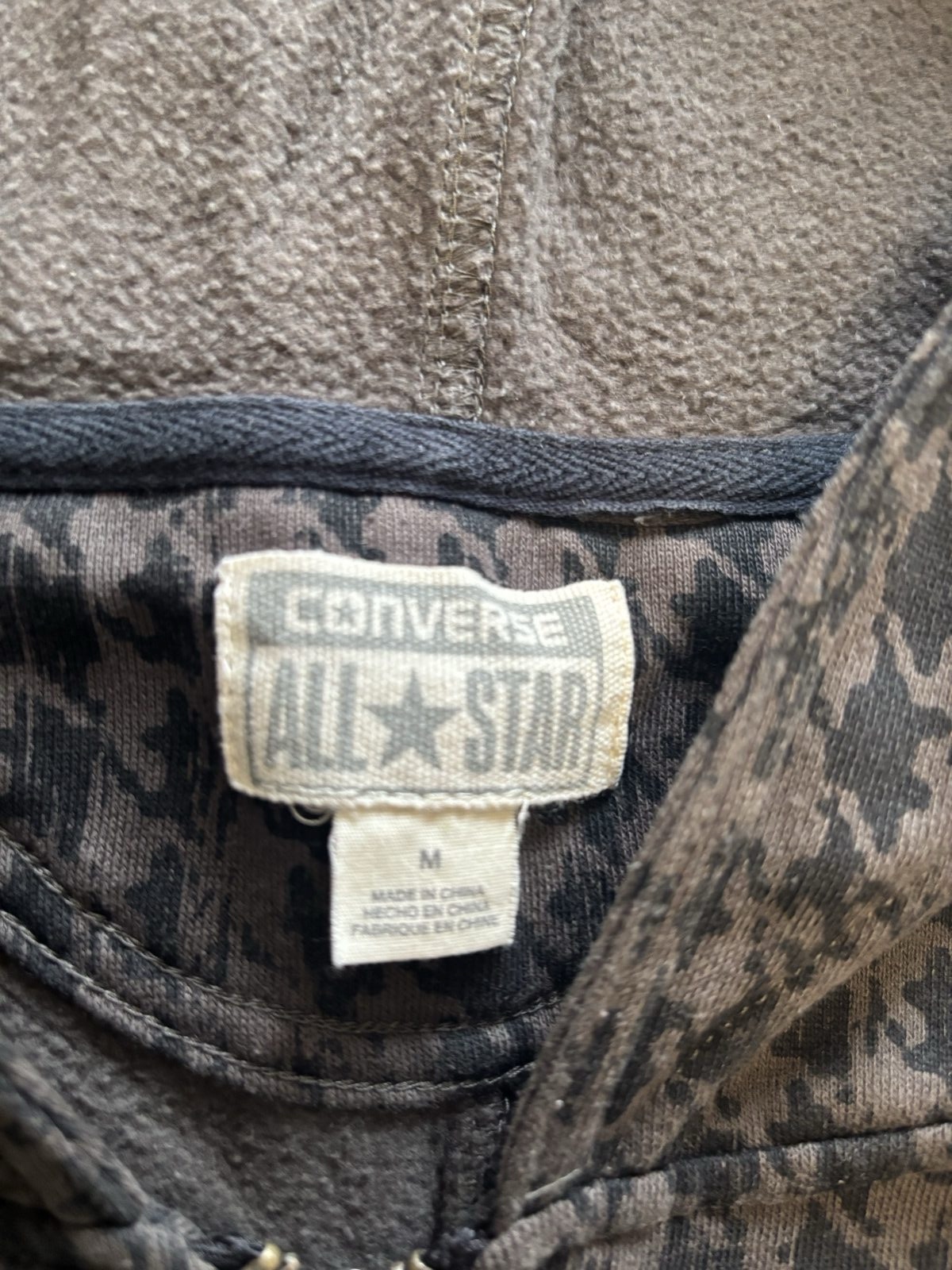 Converse Dark Grey & Black Hoodie Medium Houndstooth Pattern image 3