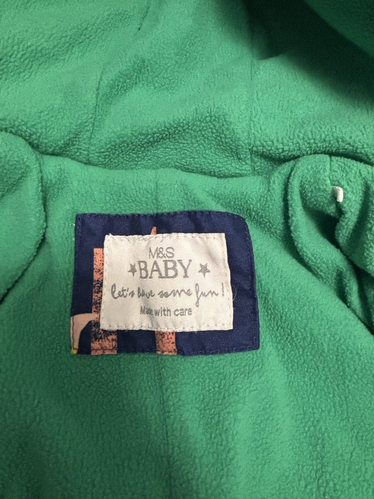 M&S Baby Navy Animal Print Fleece Lined Jumpsuit 18-24 image 4