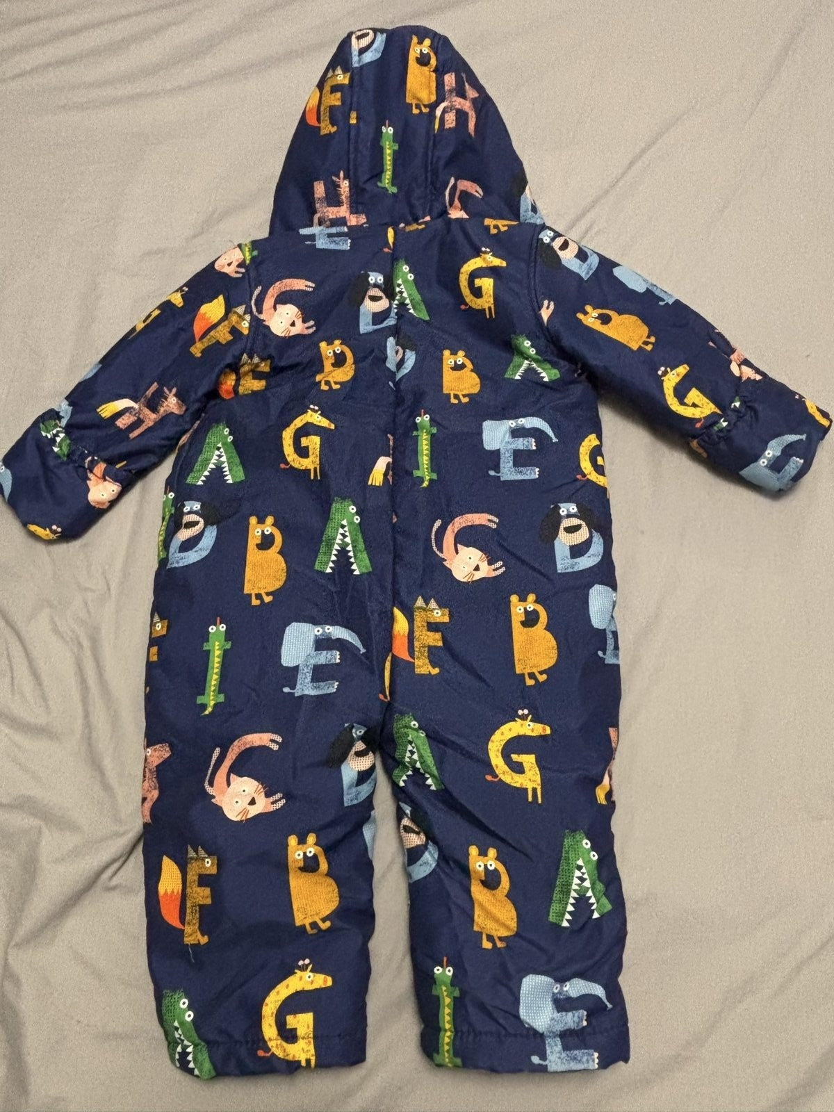 M&S Baby Navy Animal Print Fleece Lined Jumpsuit 18-24 image 6
