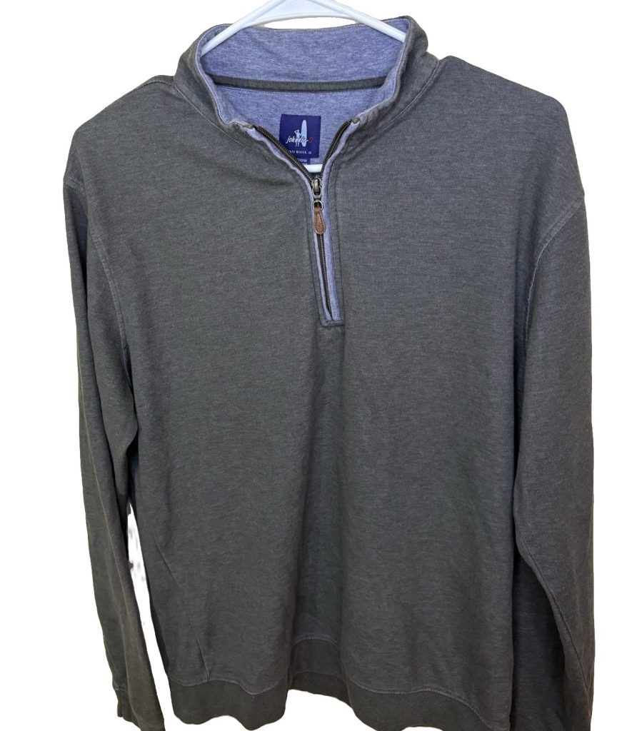 Johnnie-O Mens Charcoal Grey 1/4 Zip Pullover Medium