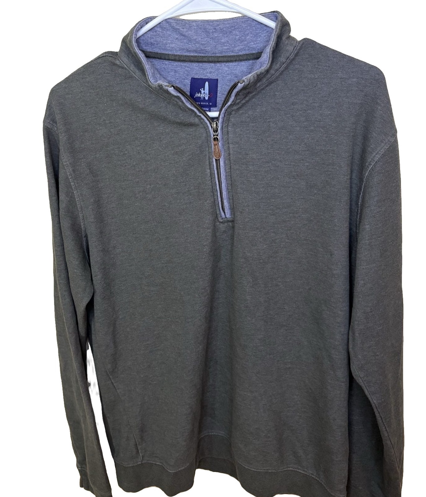 Johnnie-O Mens Charcoal Grey 1/4 Zip Pullover Medium