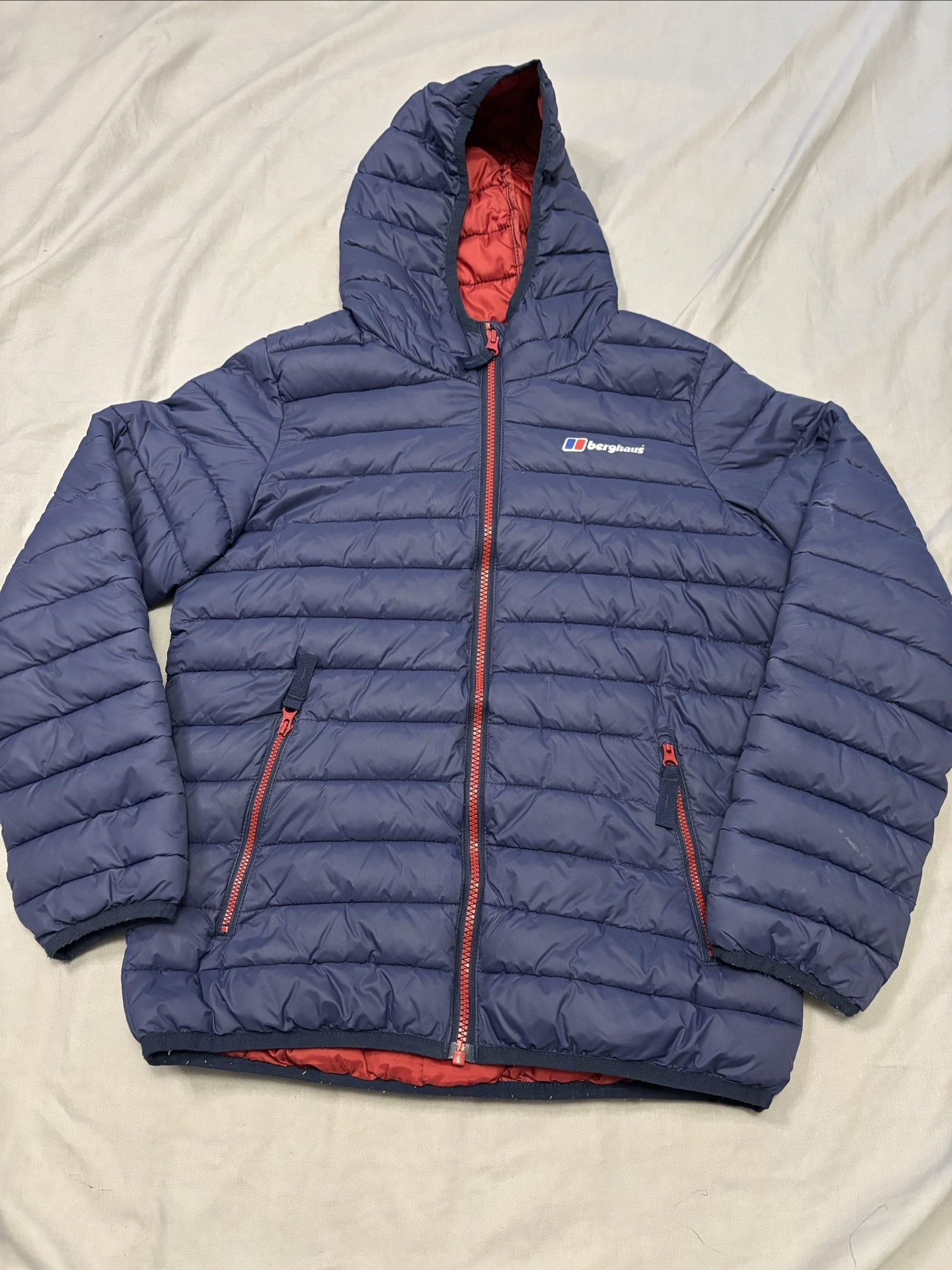 Berghaus Navy & Red Men's Quilted Hooded Jacket 11-12yr