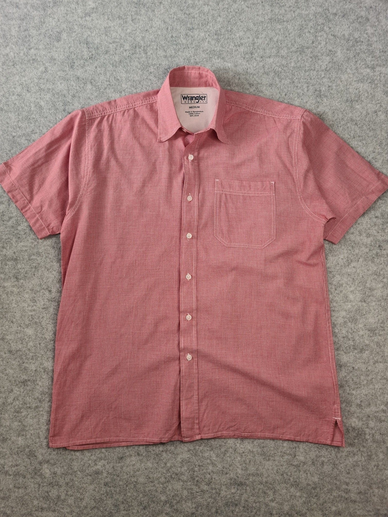 Wrangler Red Check Cotton Short Sleeve Shirt Medium 1133