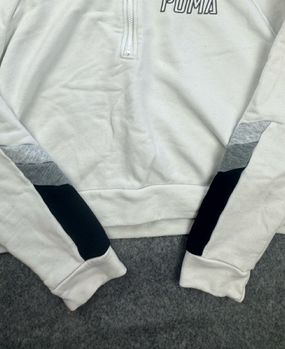 Puma White & Grey 1/4 Zip Sweatshirt Large Cropped image 9