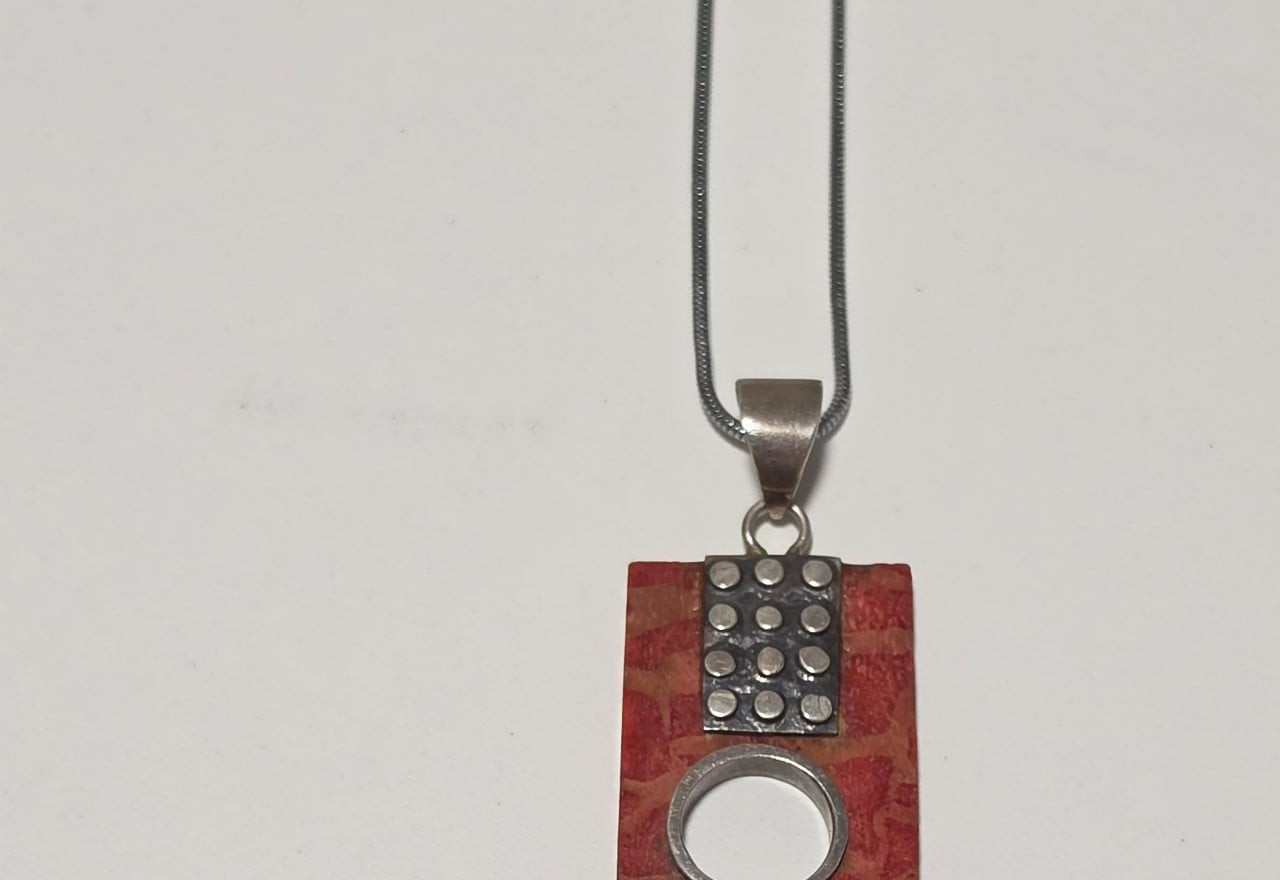 925 Sterling Silver coral pendant Necklace b4 image 9