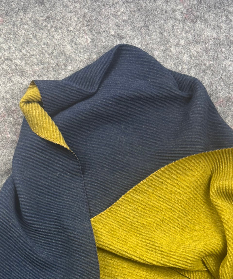 Next Navy & Mustard Ribbed Reversible Scarf One Size image 5