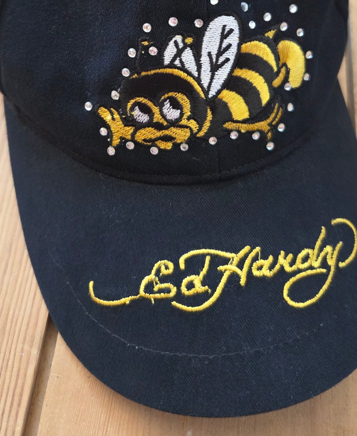 Vintage Ed Hardy Busy Bee Black Rhinestone Embroidered Baseball Cap Y2K W55 image 8